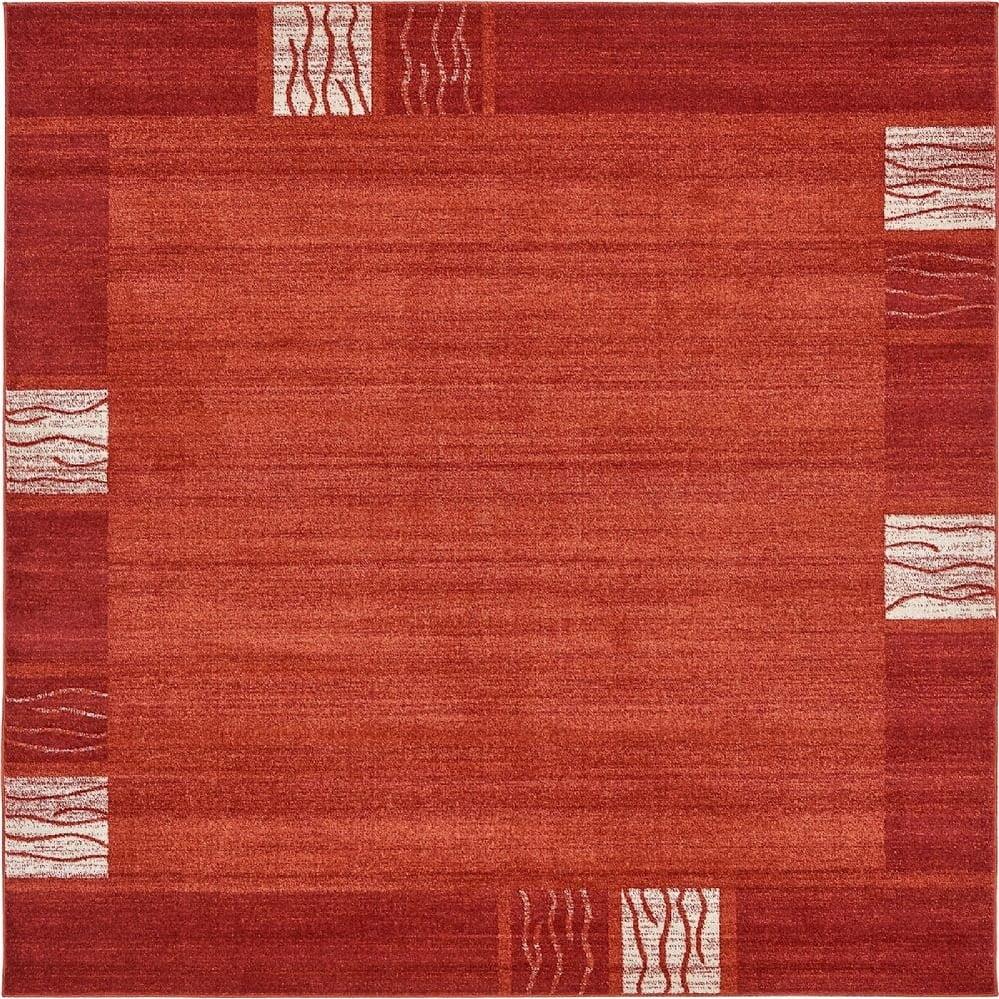 Unique Loom Del Mar Collection Area Rug - Sarah (7' 10" Square Terracotta/Rust Red)