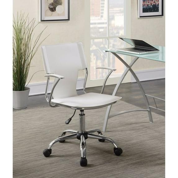 Contemporary styled mid back office chair, White/Chrome - Saltoro Sherpi
