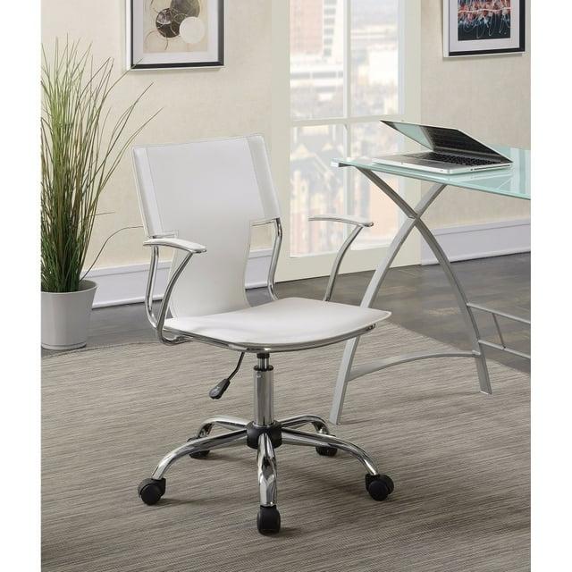 Contemporary styled mid back office chair, White/Chrome - Saltoro Sherpi