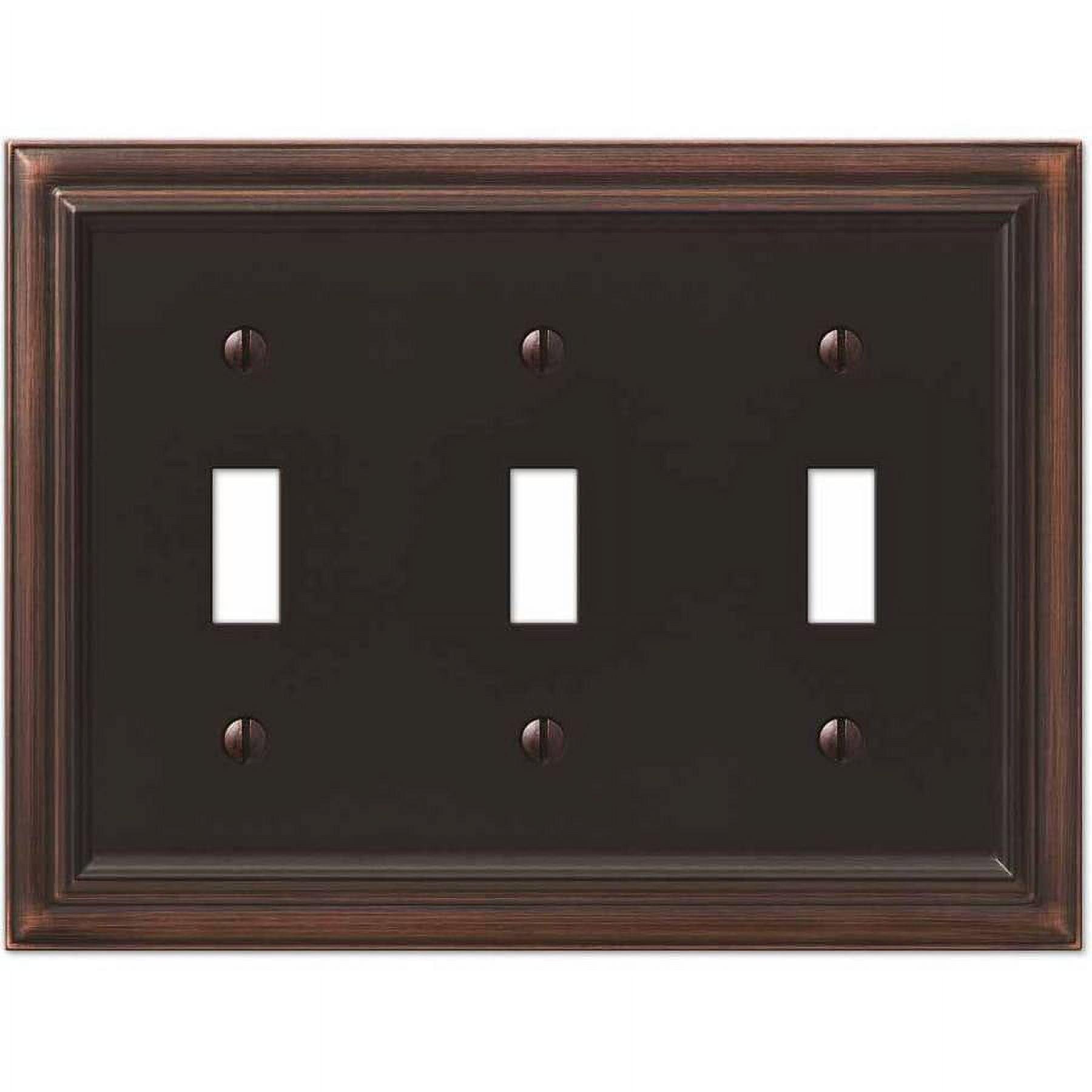 Aged Bronze Triple Toggle Cast Metal Wall Plate