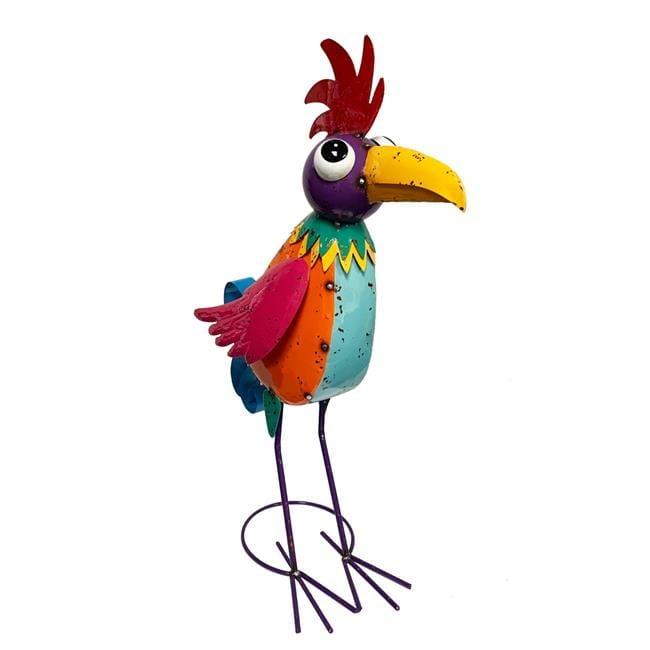 Continental Art Center 194054A Colorful Enameled Metal Peacock Statue