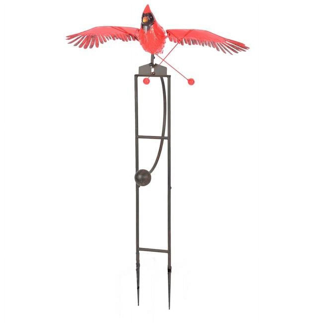 Medium Red Metal Kinetic Cardinal Garden Stake