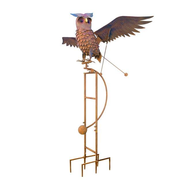 Rustic Metal Animated Owl Garden Rocker Stake