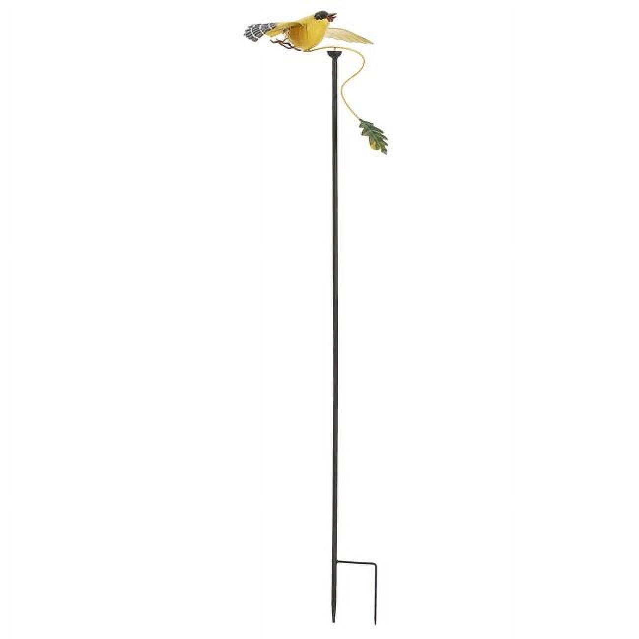 Yellow and Black Metal Kinetic Garden Stake with Goldfinch