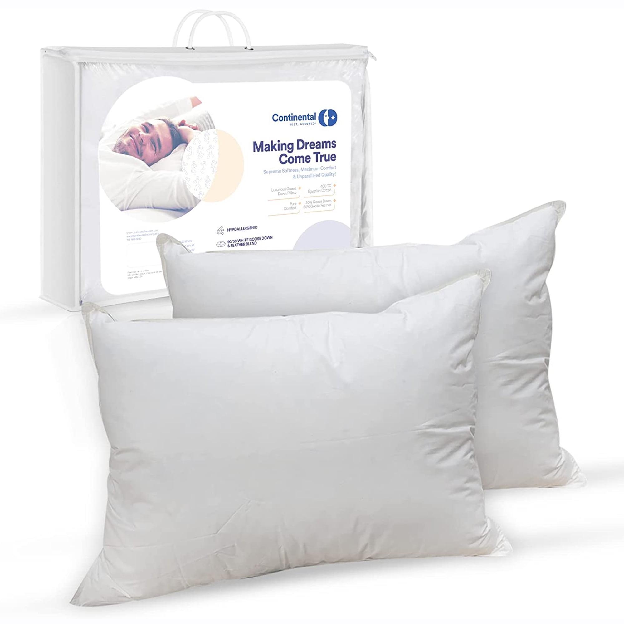 Standard White Goose Down and Feather Blend Firm Sleep Pillow Set