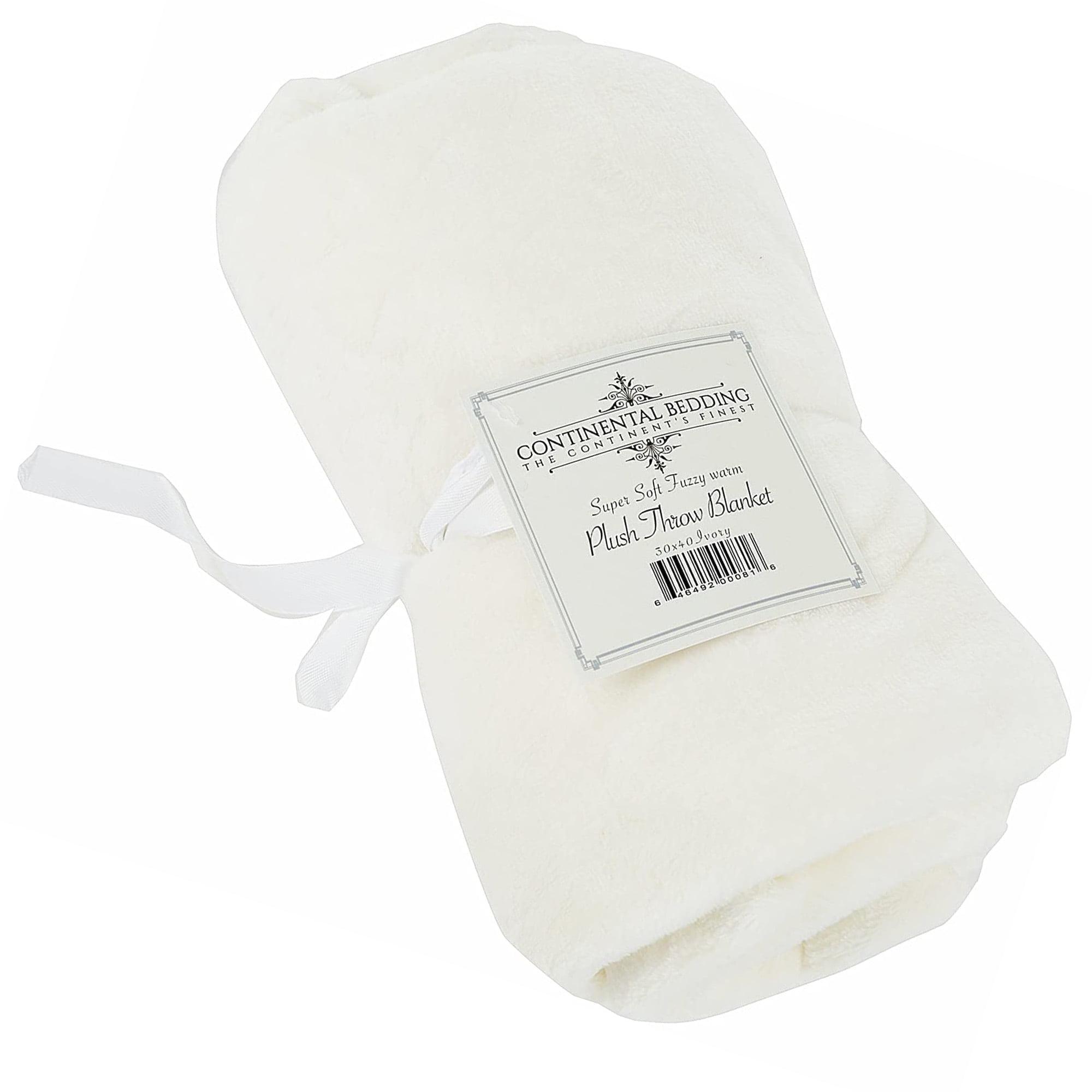 Continental Bedding Fleece Throw Blanket 30x40 Inches Ivory