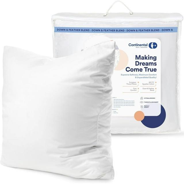 ContinentalBedding Square White Throw European Pillow Insert - 100% Cotton Cover, 10% Down 90% Feather Fill, Multiple Sizes