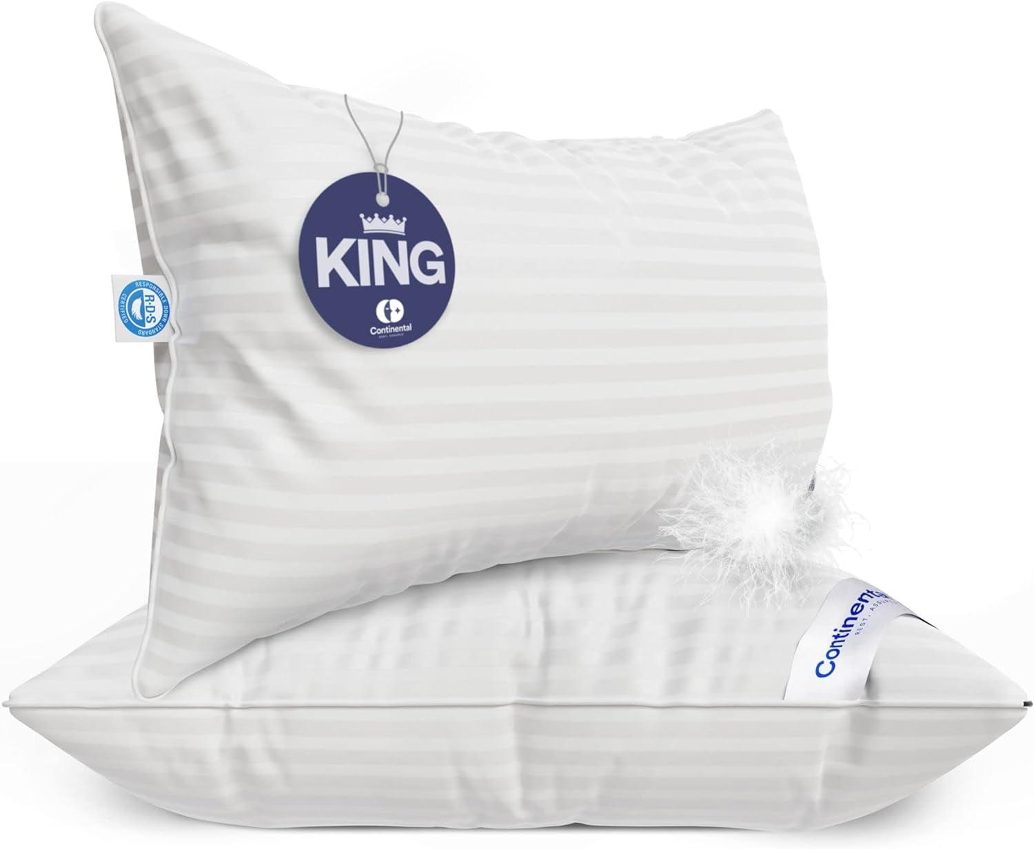 ContinentalBedding Continental Bedding Luxury 700 Fill Power Down Bed Pillows 2 Pack (Set of 2)