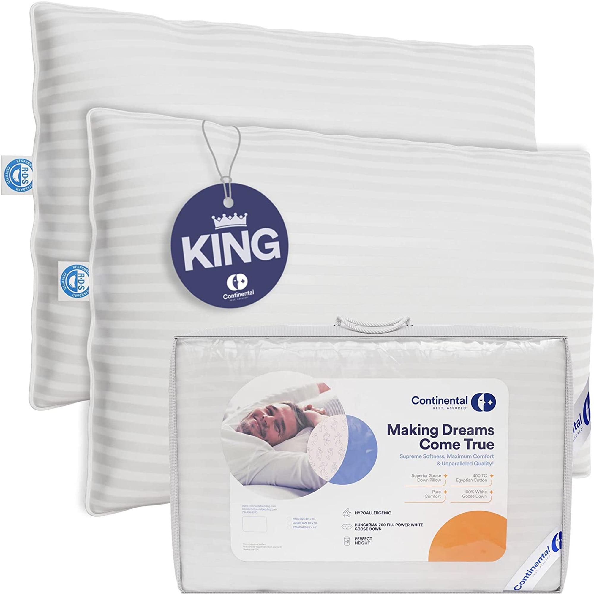 Continental Bedding Hungarian Goose Down Pillows Set King Size 100% Down Pillow, 2 Pack
