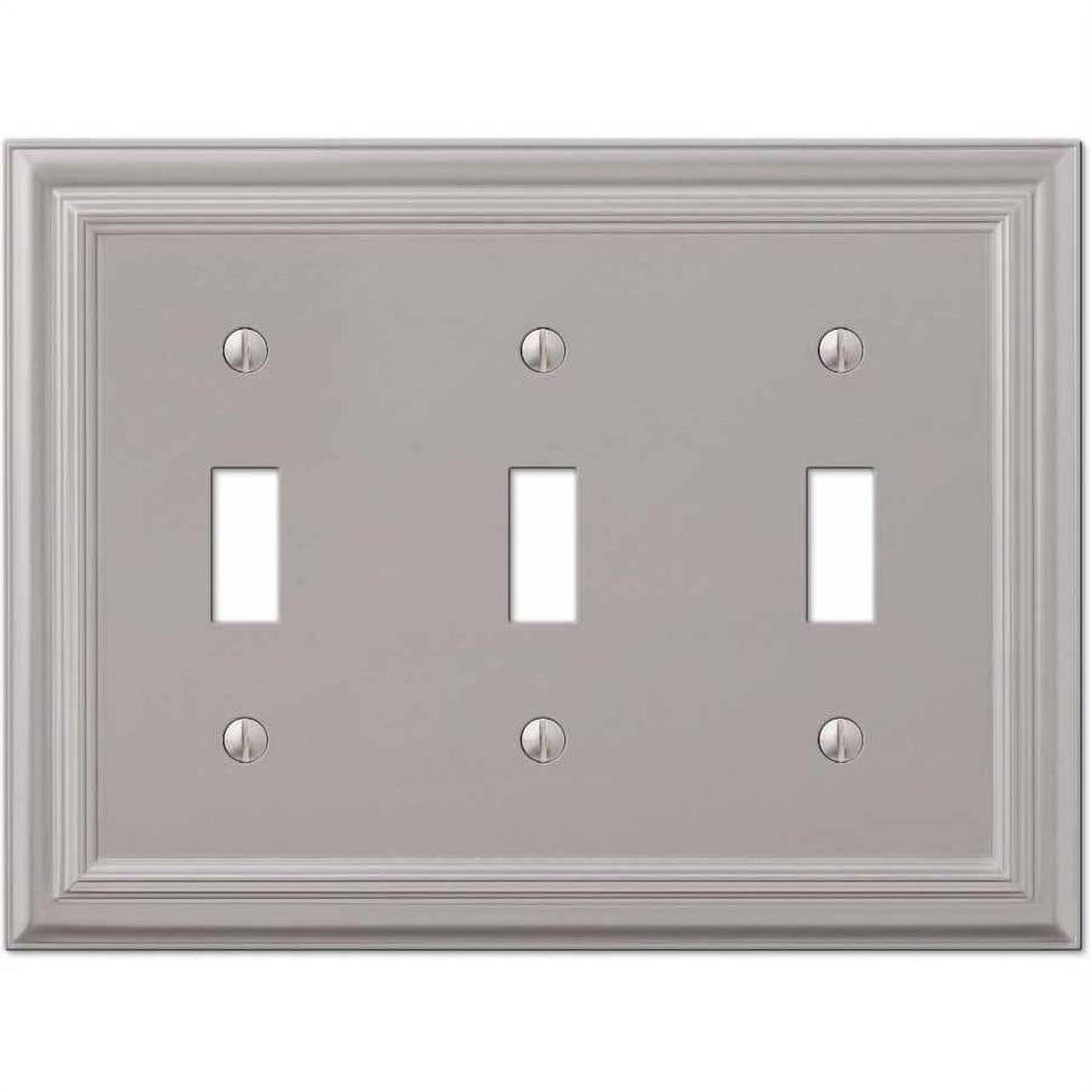 Satin Nickel Triple Toggle Cast Metal Wallplate