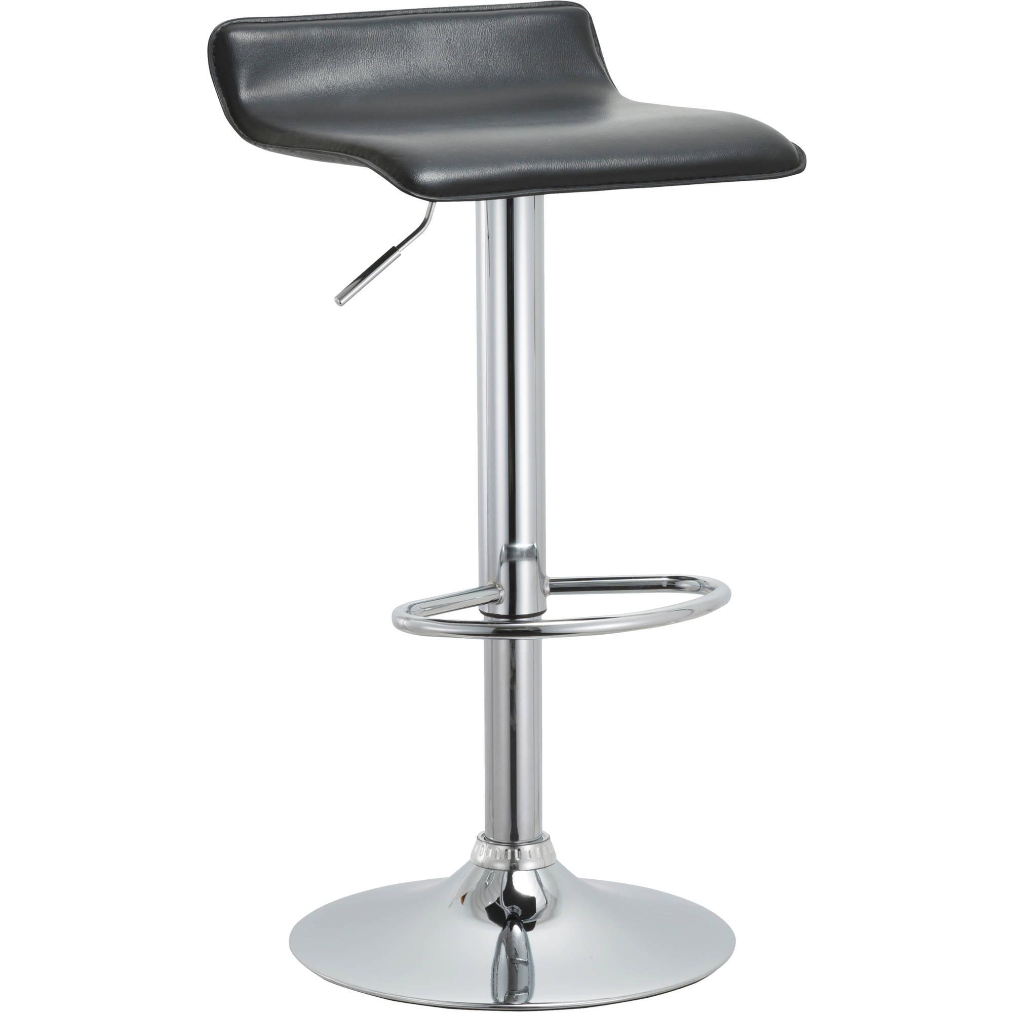 Black Adjustable Swivel Backless Metal Bar Stool with Footrest