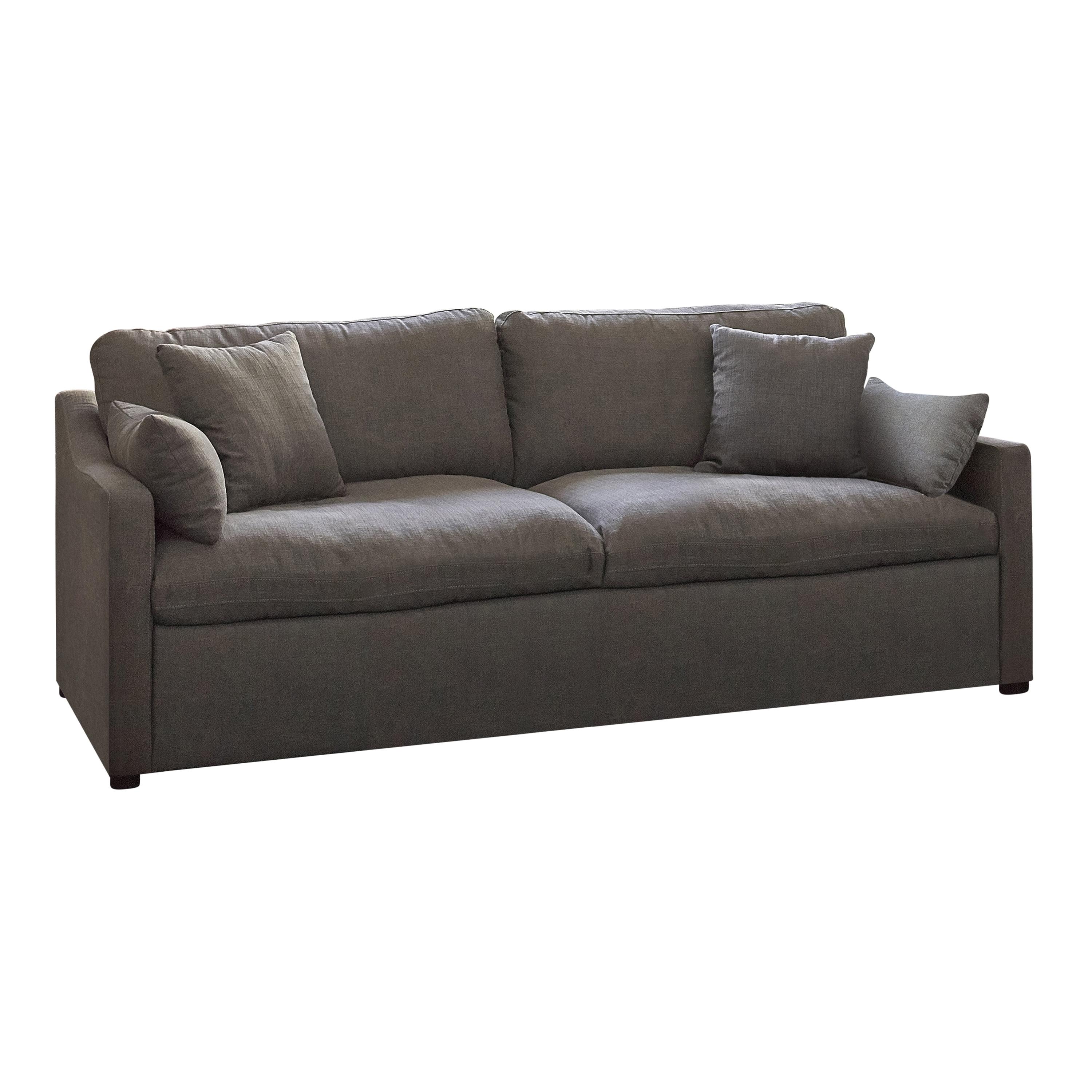 Sloped Track Arm Charcoal Fabric Loveseat with Down Fill Cushions