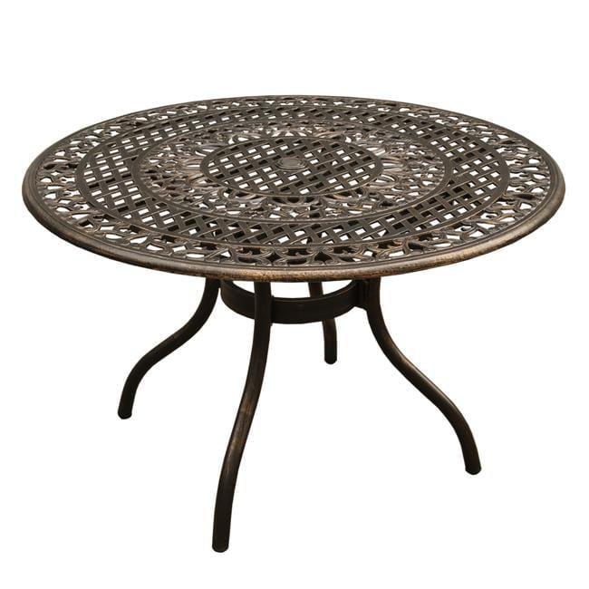 Oakland Living Outdoor Mesh Lattice Aluminum 48 inch Bronze Round Dining Table