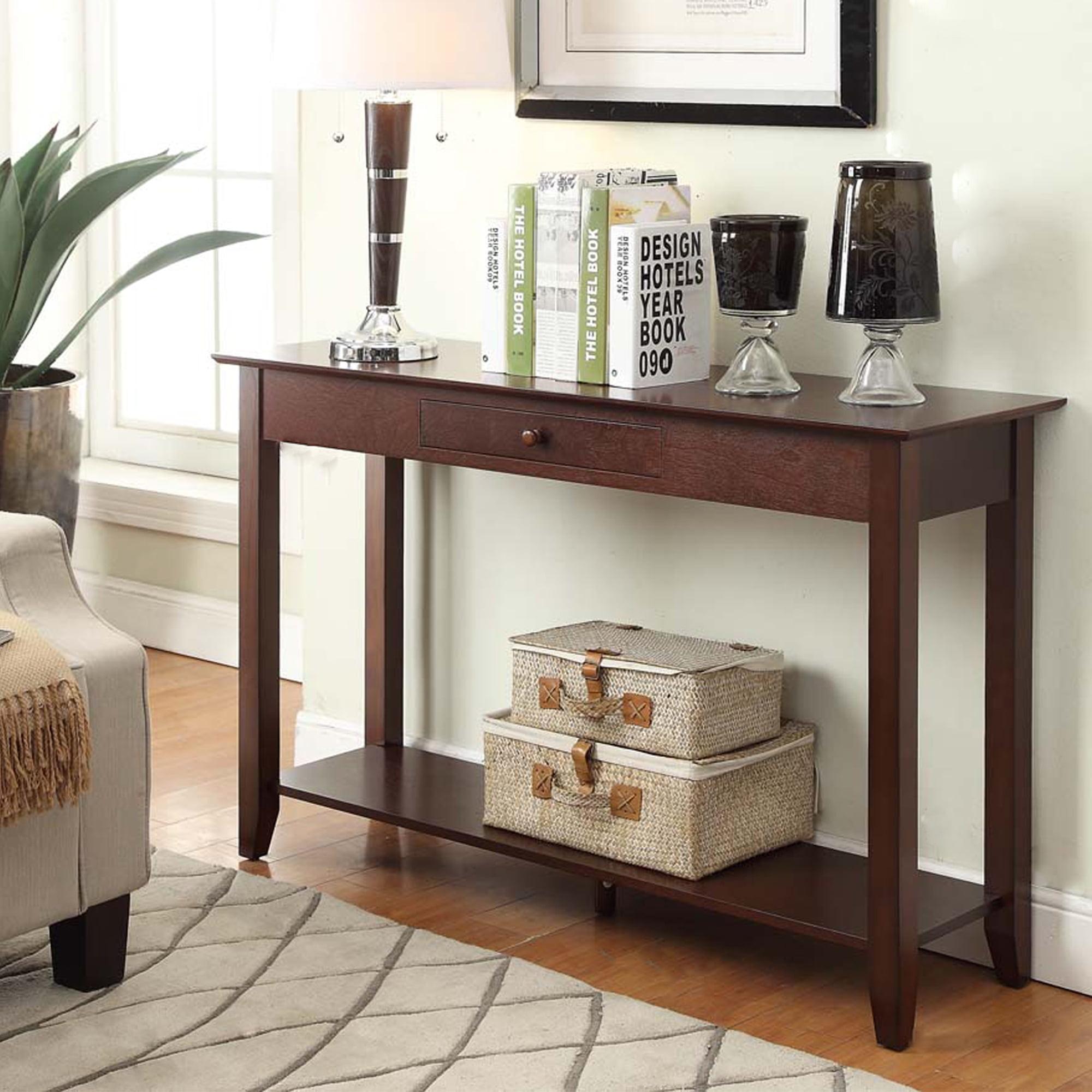 Espresso Ash Veneer 48" Console Table with Storage Shelf