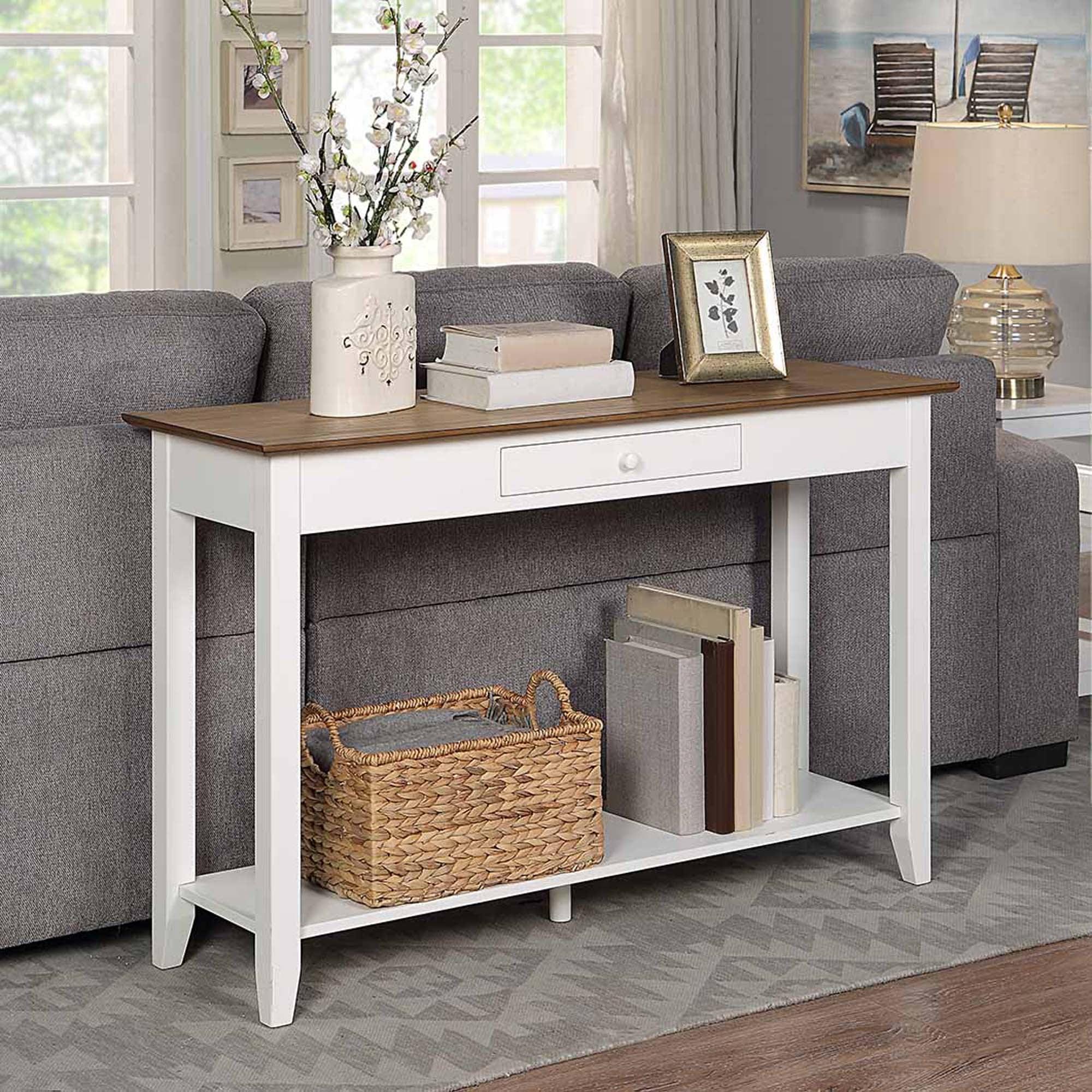 American Heritage Ash Veneer Console Table with Storage Shelf