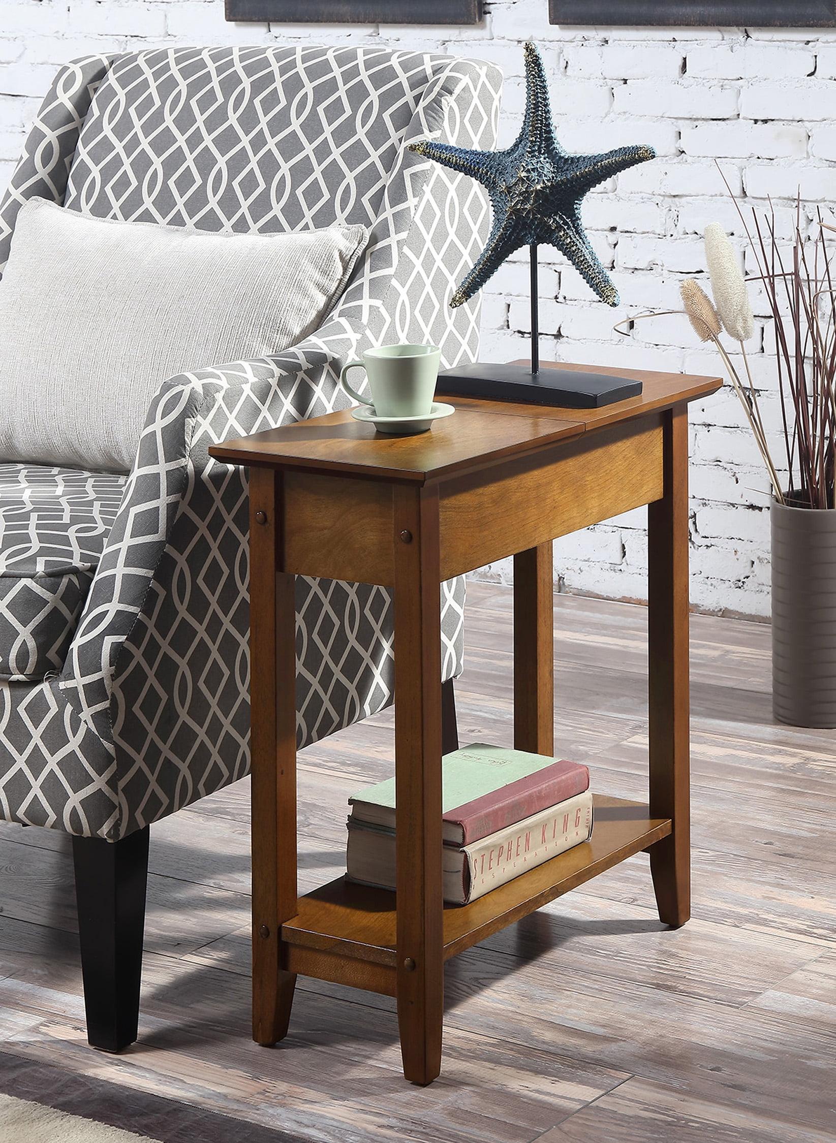 Convenience Concepts American Heritage 24 in. Tall Flip Top End Table, Walnut (Tabletop)