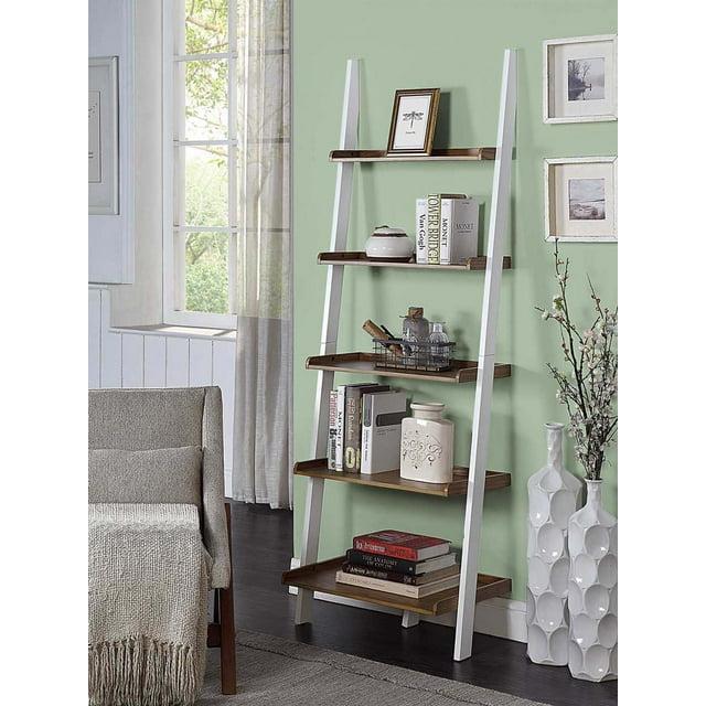 Convenience Concepts American Heritage Bookshelf Ladder, Driftwood/White