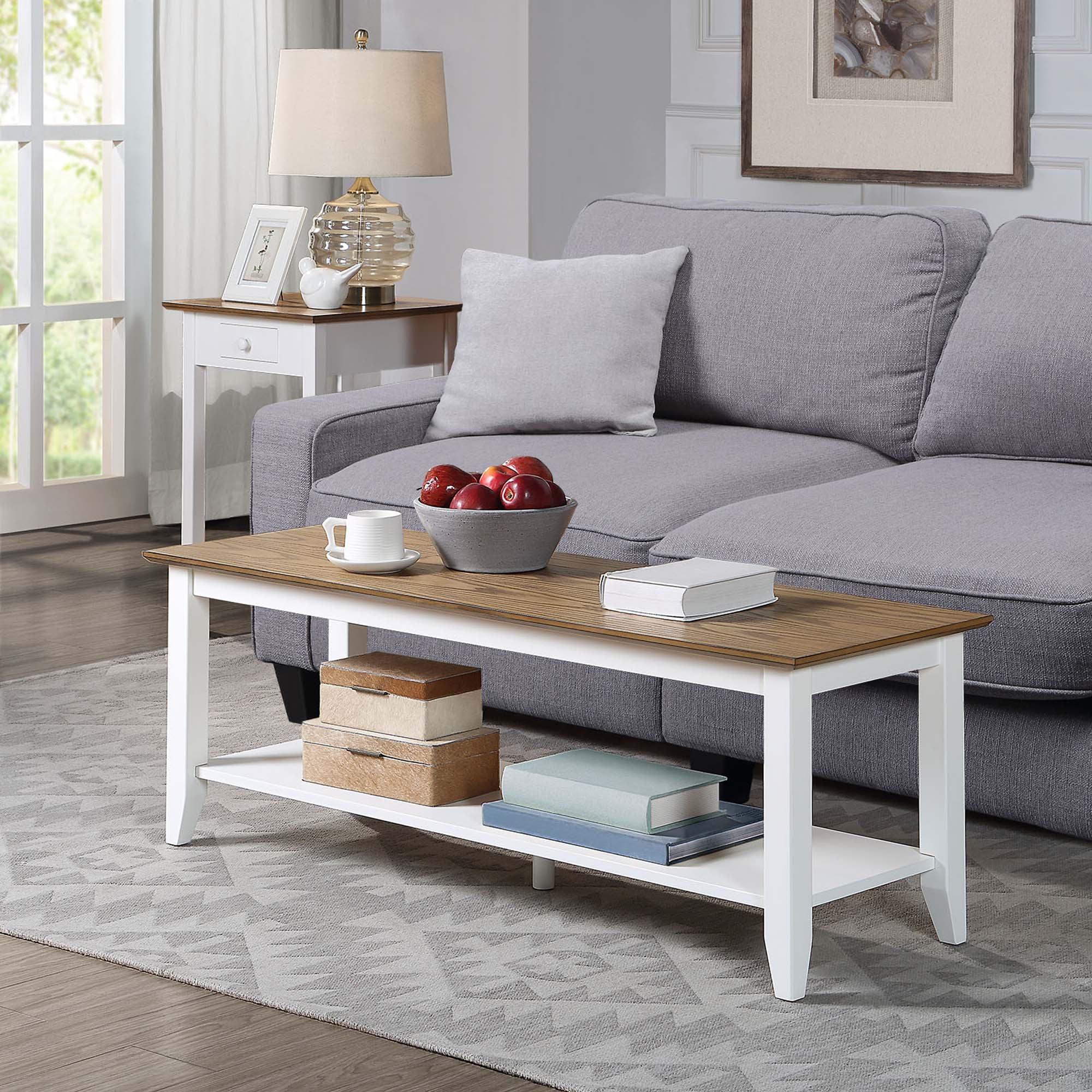 Heritage Driftwood & White Rectangular Coffee Table with Shelf