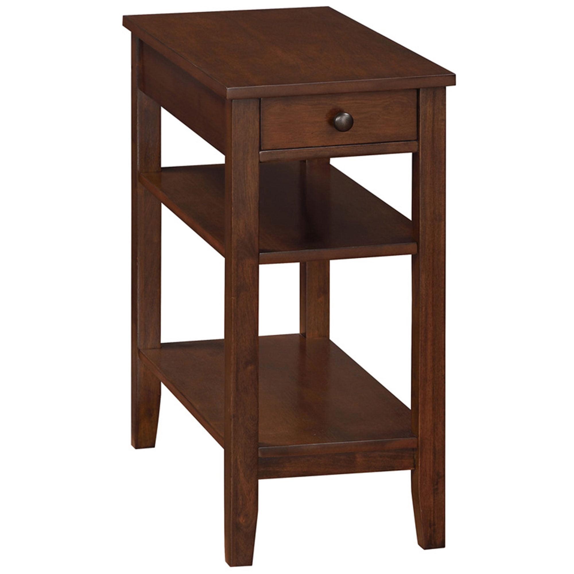 Convenience Concepts American Heritage End Table w/Charging Station and Shelves, Espresso