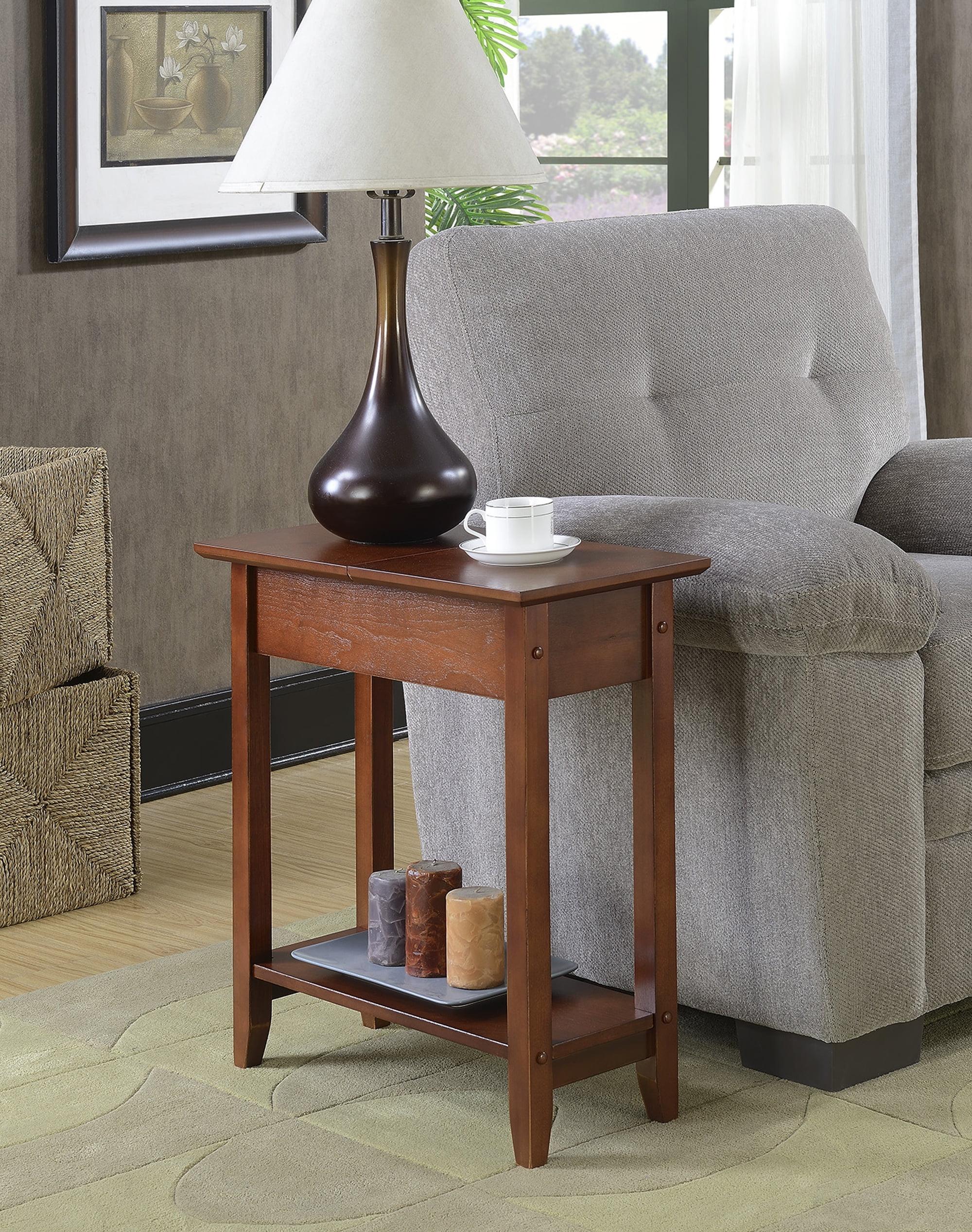 Convenience Concepts American Heritage Flip Top End Table with Shelf, Mahogany