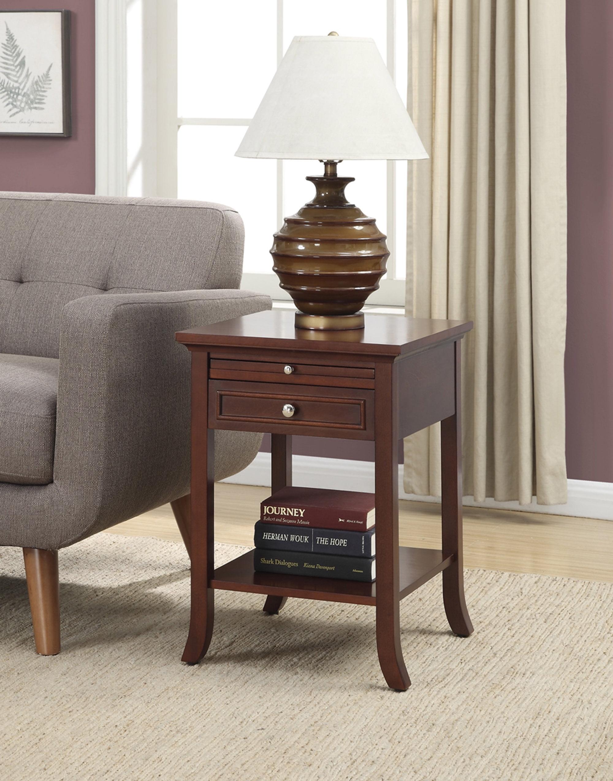 Heritage Logan Mahogany Wood End Table with Drawer and Slide