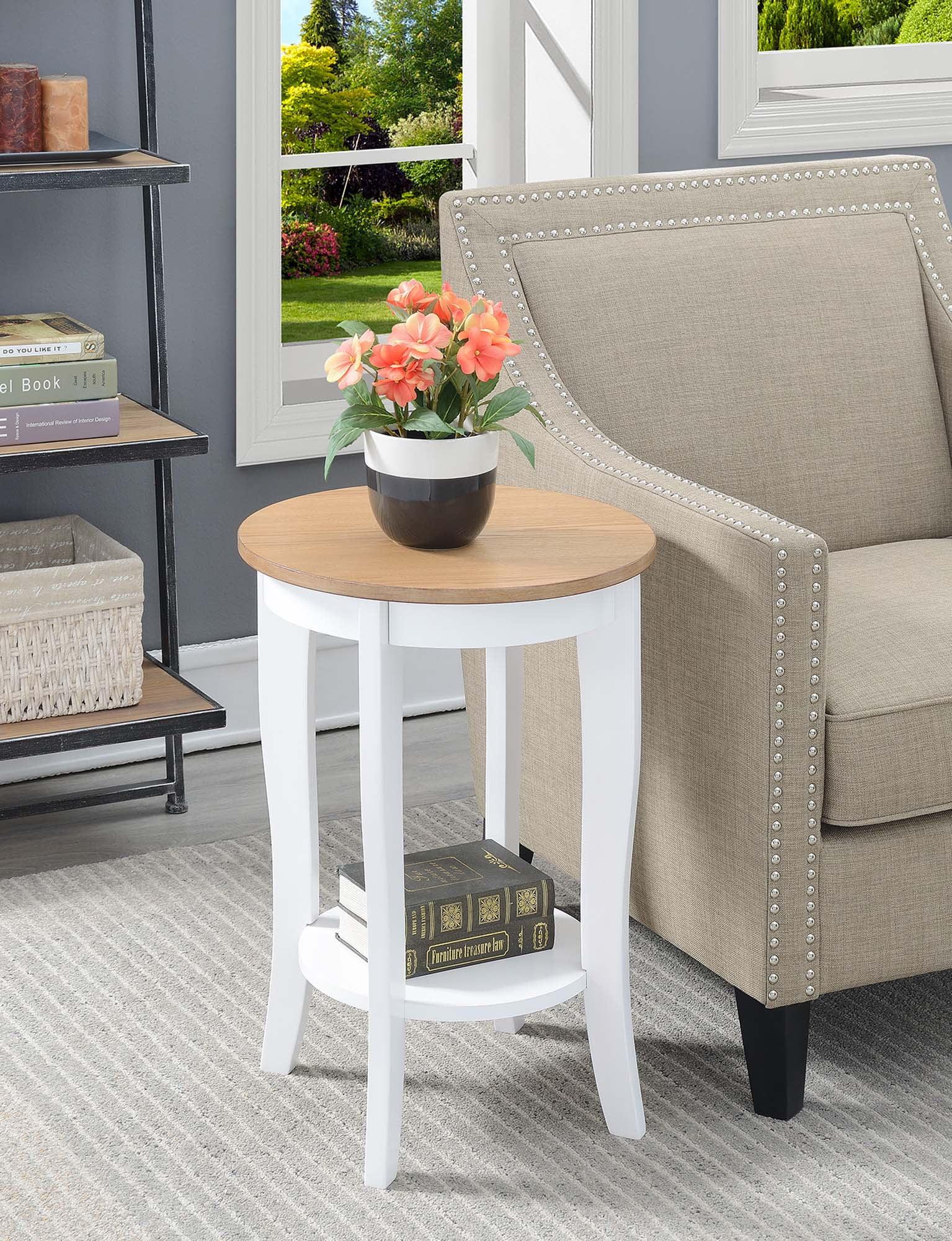 Heritage Elegance 18" Round Driftwood & White Wood End Table