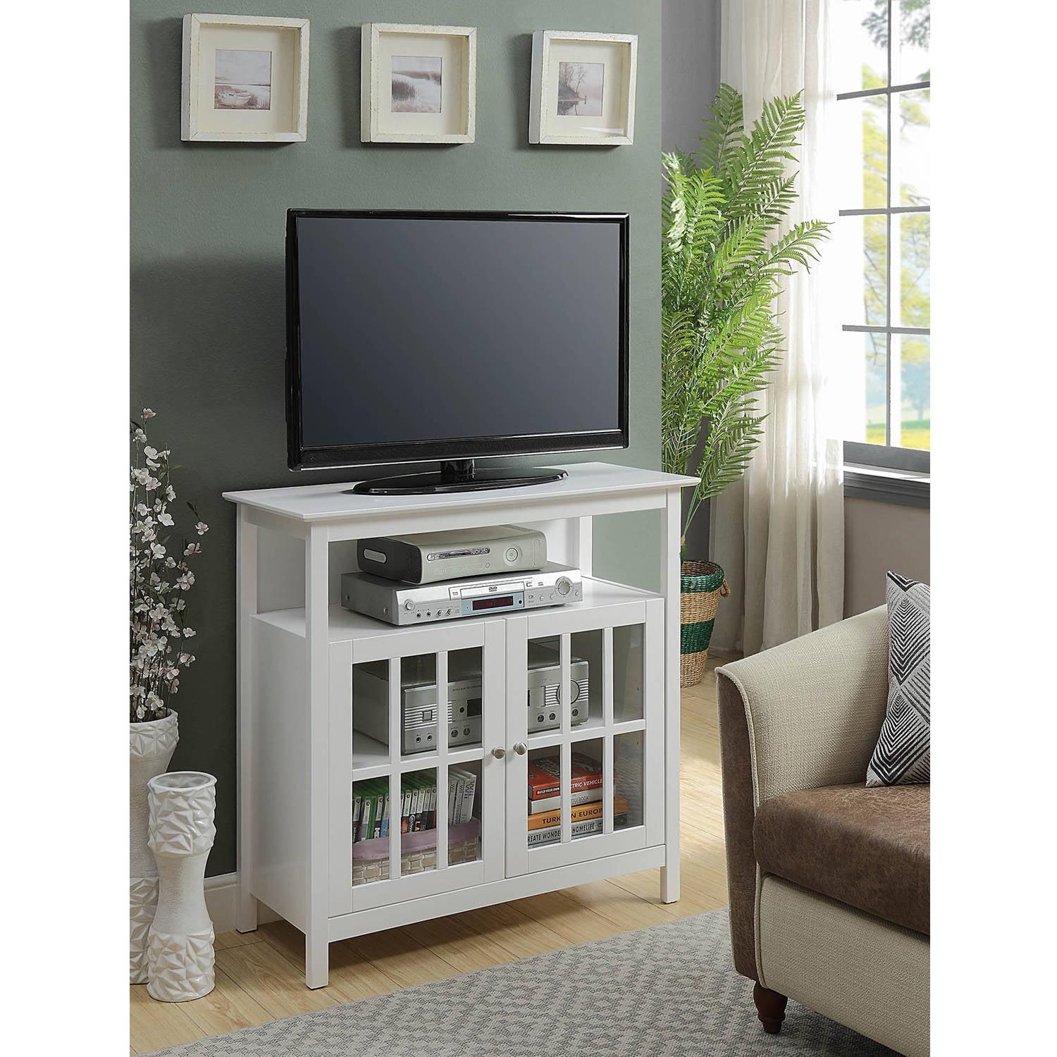 Big Sur Highboy 36" White TV Stand with Storage Cabinets