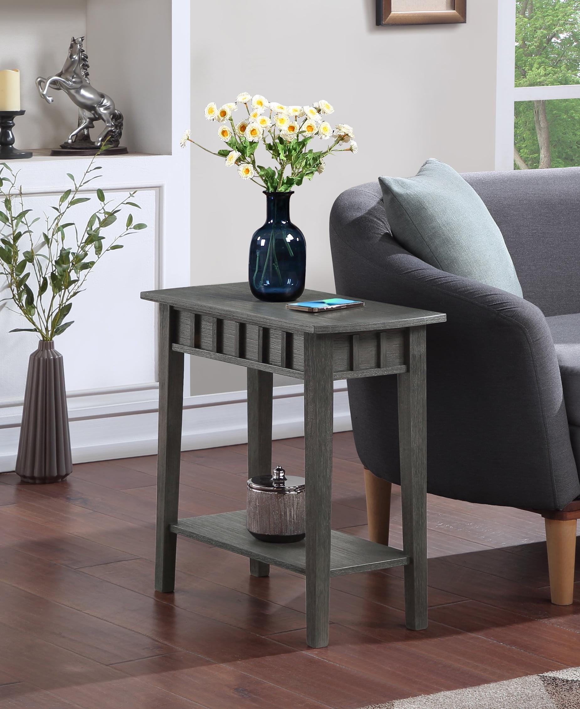 Dennis End Table with Shelf Wirebrush Dark Gray