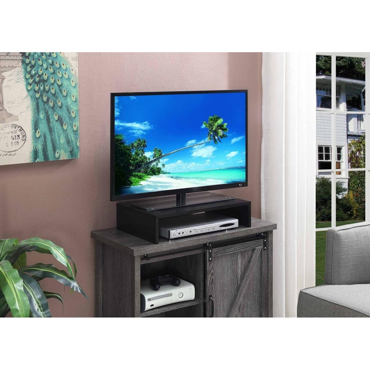 Black Particleboard TV/Monitor Riser with Storage Space