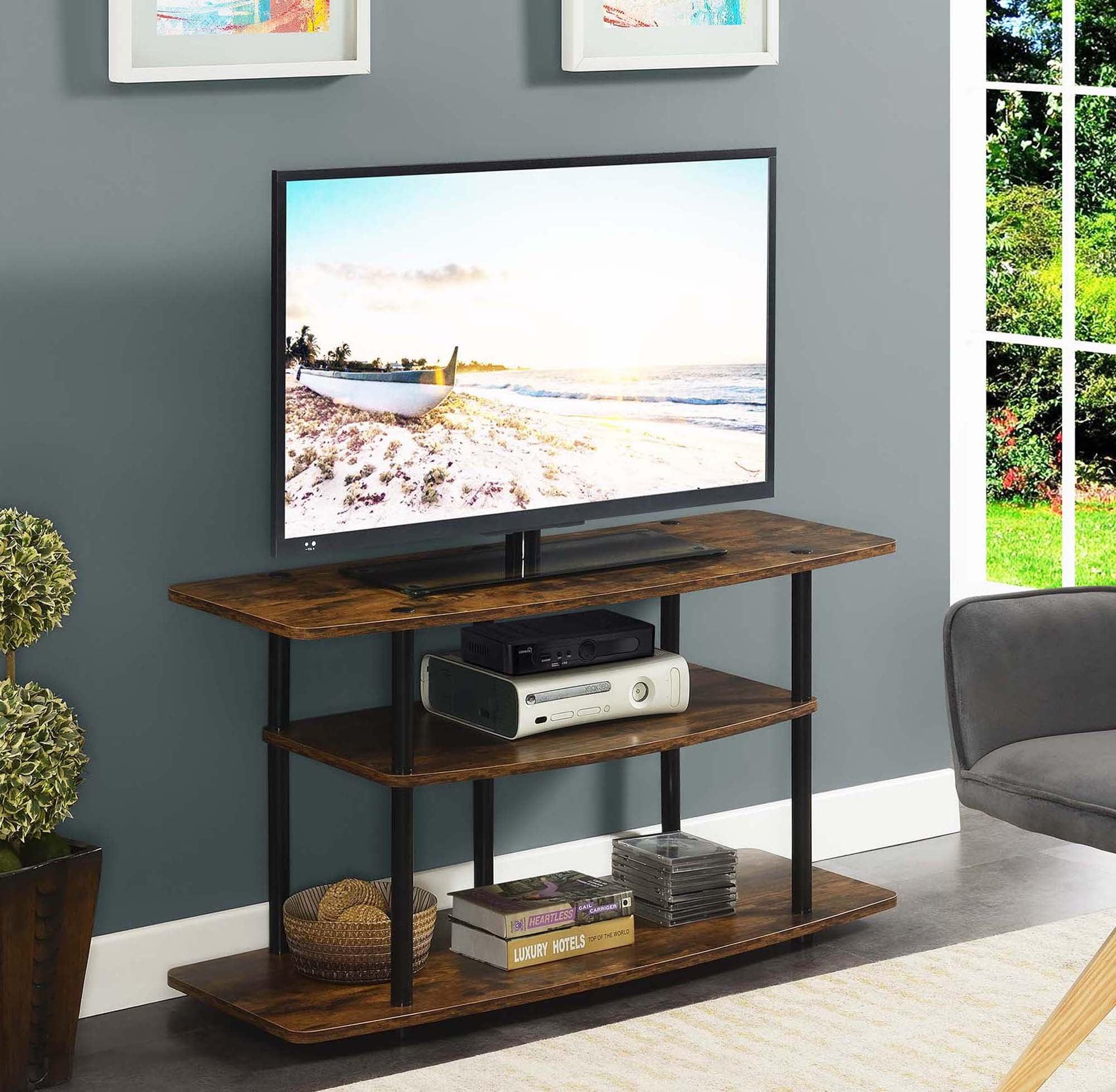 Barnwood & Black Modern 3-Tier Wide TV Stand