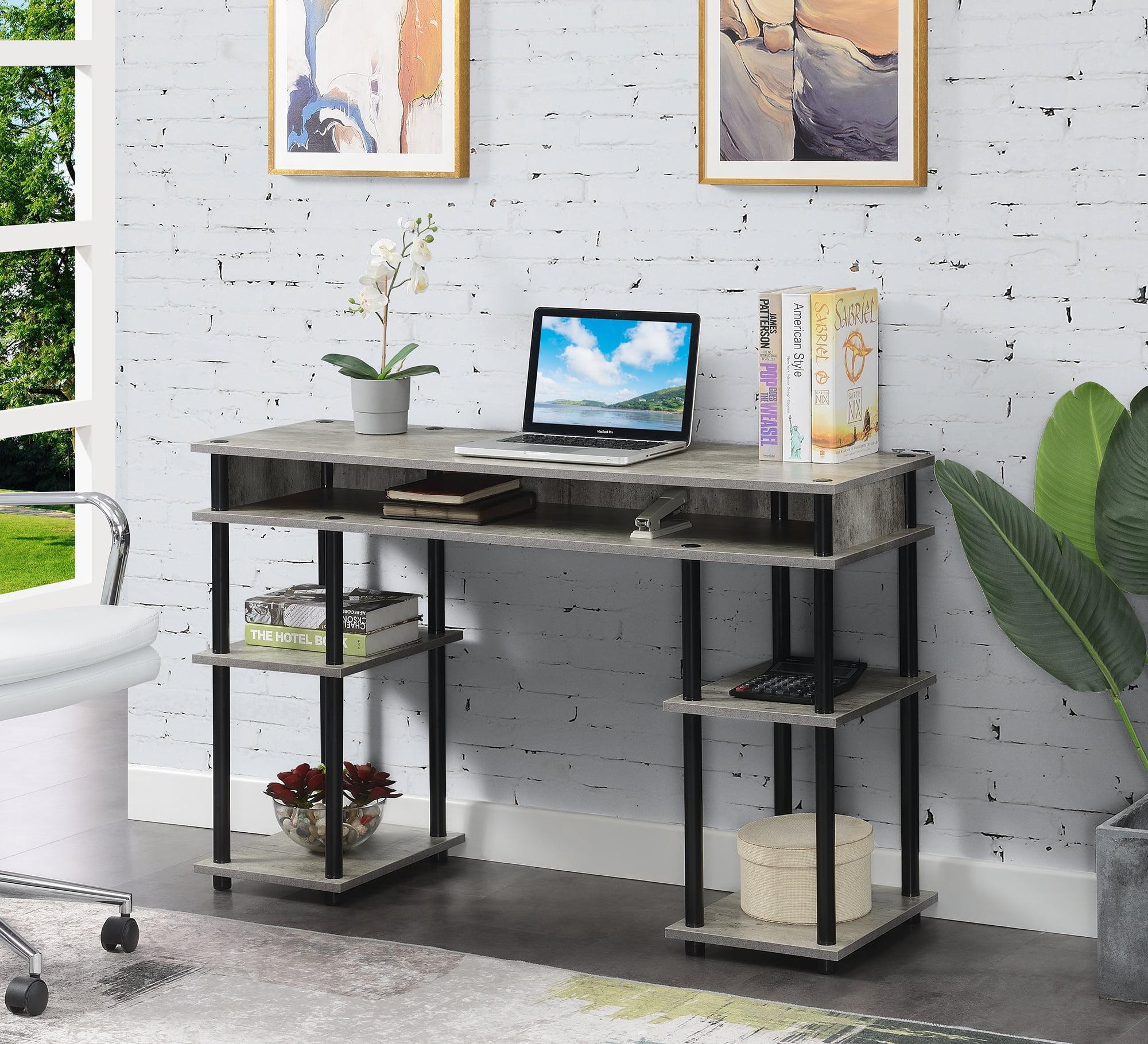 Convenience Concepts Designs2Go 30" Tall No Tools Student Desk with Shelves, Faux Birch/Black