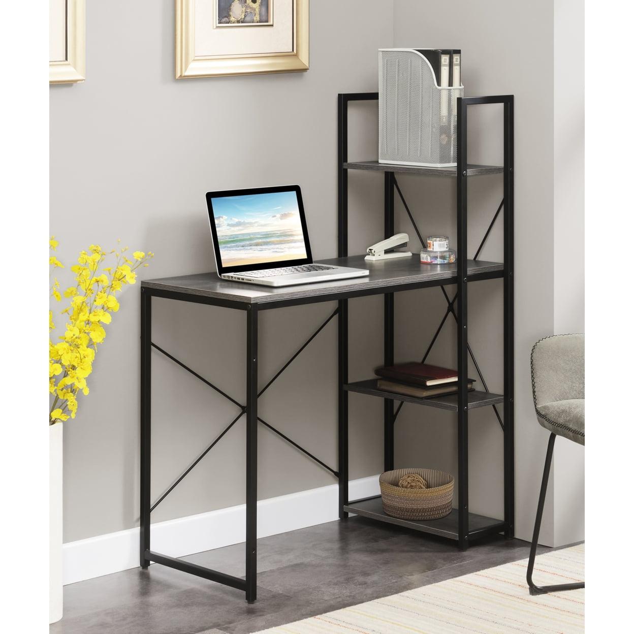 Charcoal Gray 36" Office Workstation Desk with Filing Cabinet