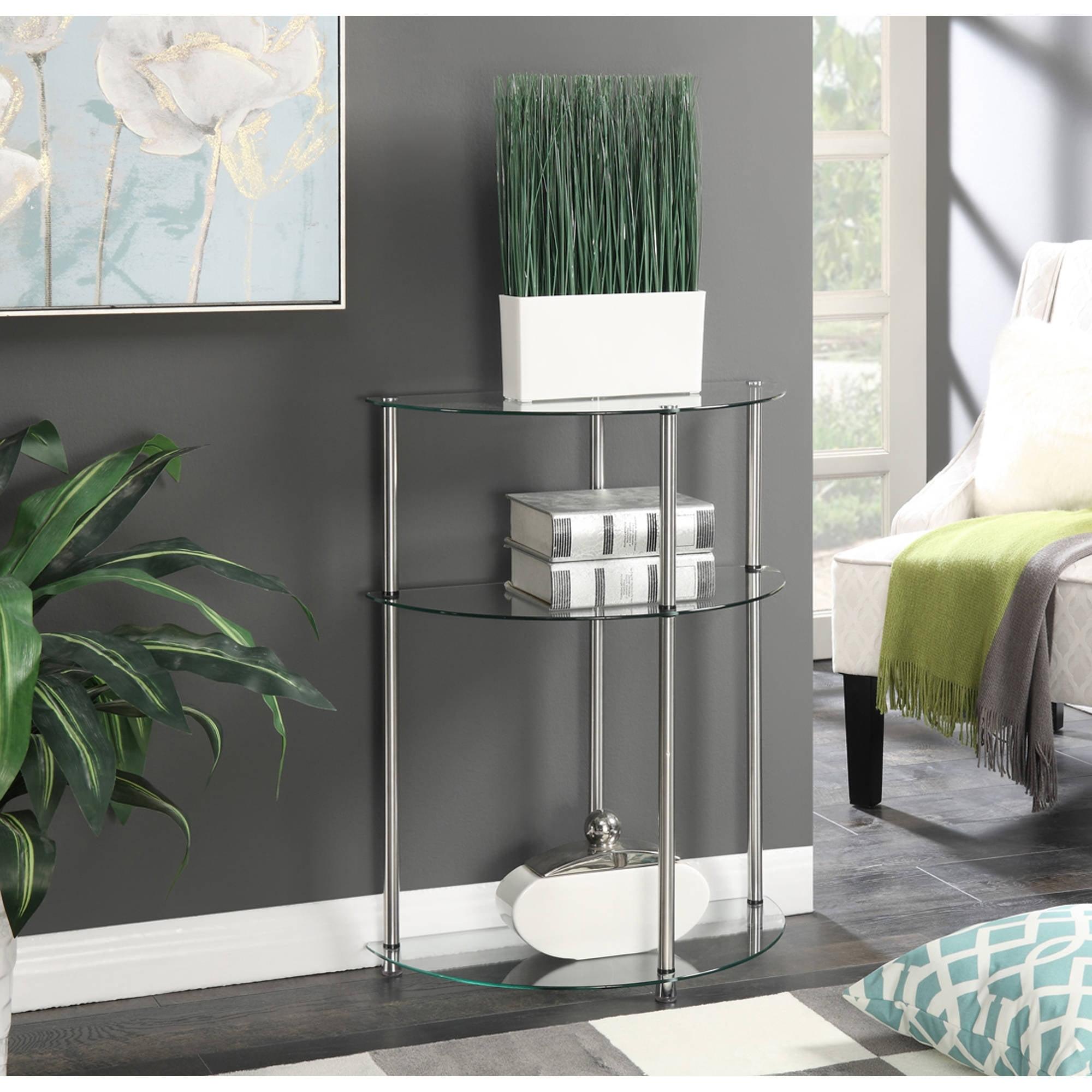 Elysian Chrome-Finished Stainless Steel and Clear Glass Console Table