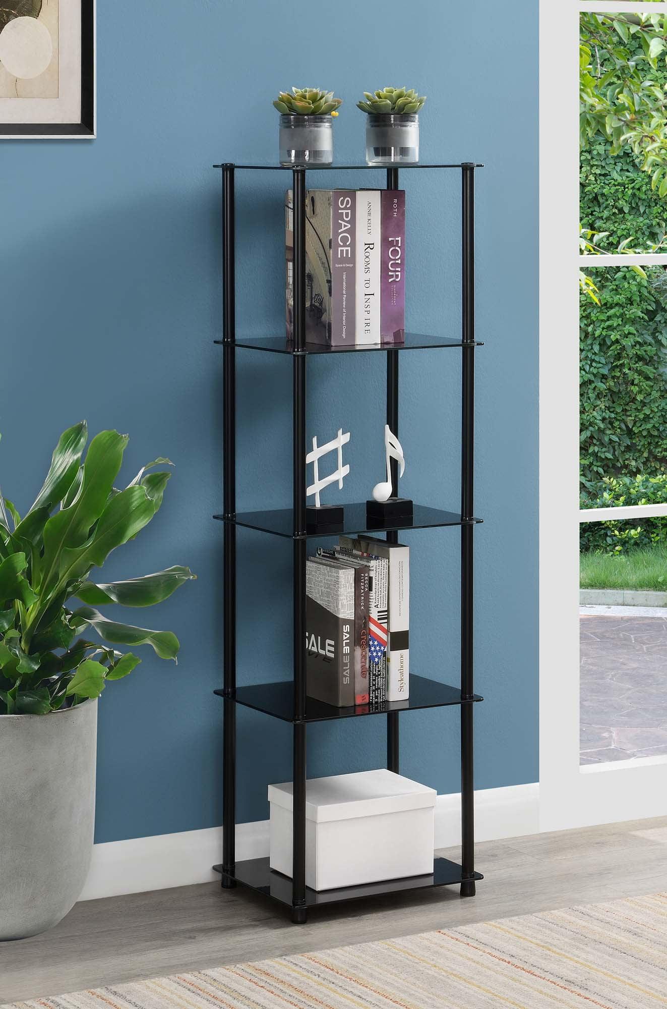 Modern Black Tempered Glass 5-Tier Display Tower