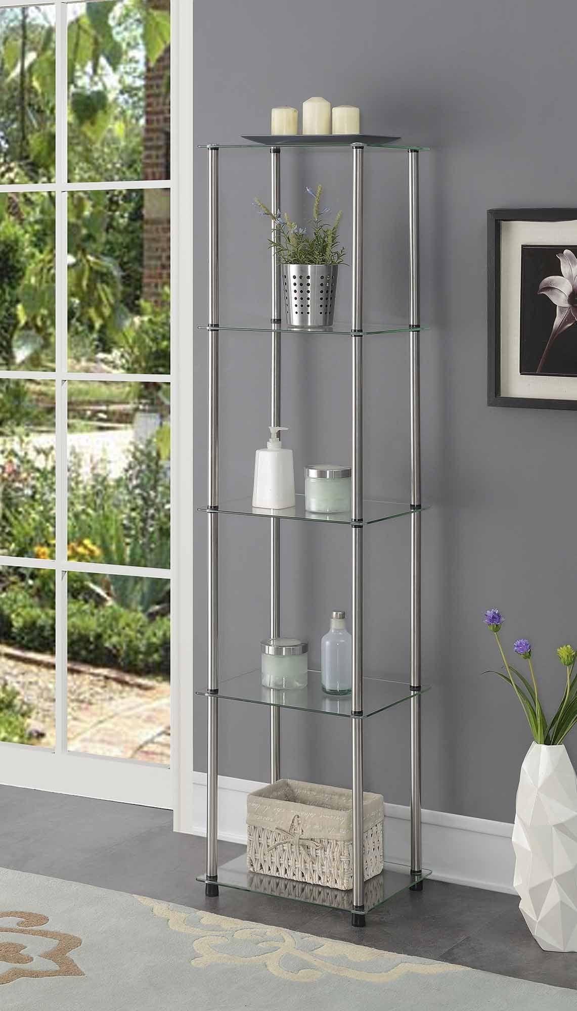 Convenience Concepts Designs2Go Classic Glass 5 Tier Tower Display Shelves, Glass