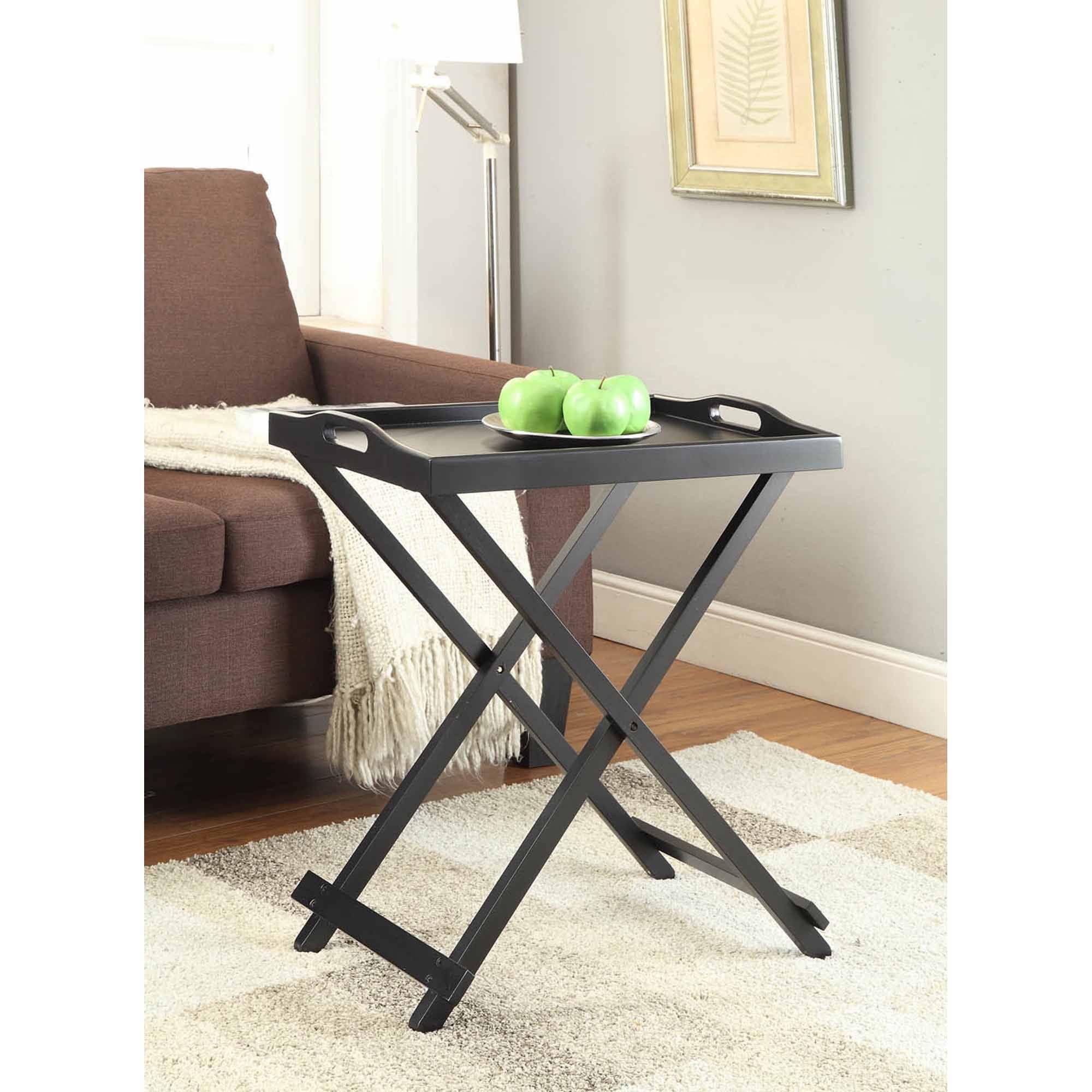 Designs2Go Sleek Black Folding Tray Table with Easy-Fold Legs