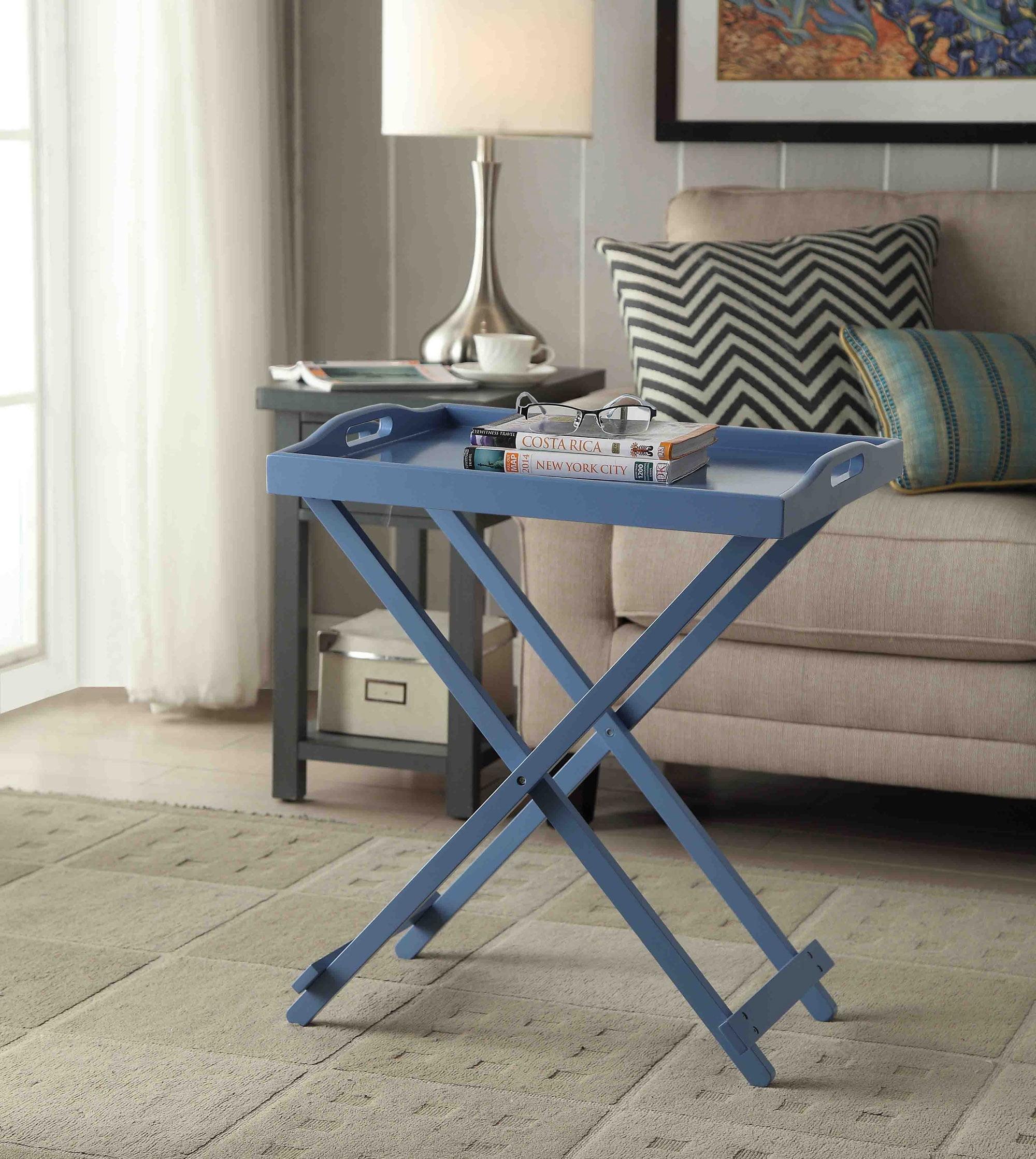 Bright Blue Easy-Fold Contemporary Tray Table