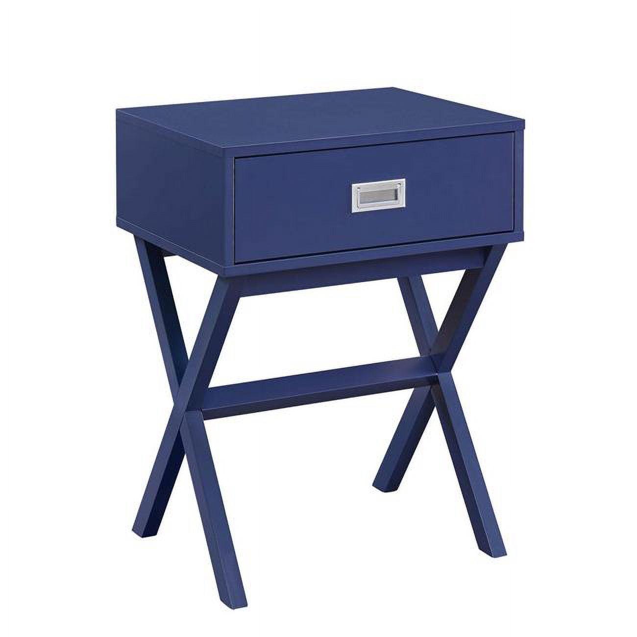 Cobalt Blue Pine and MDF Rectangular End Table with Storage