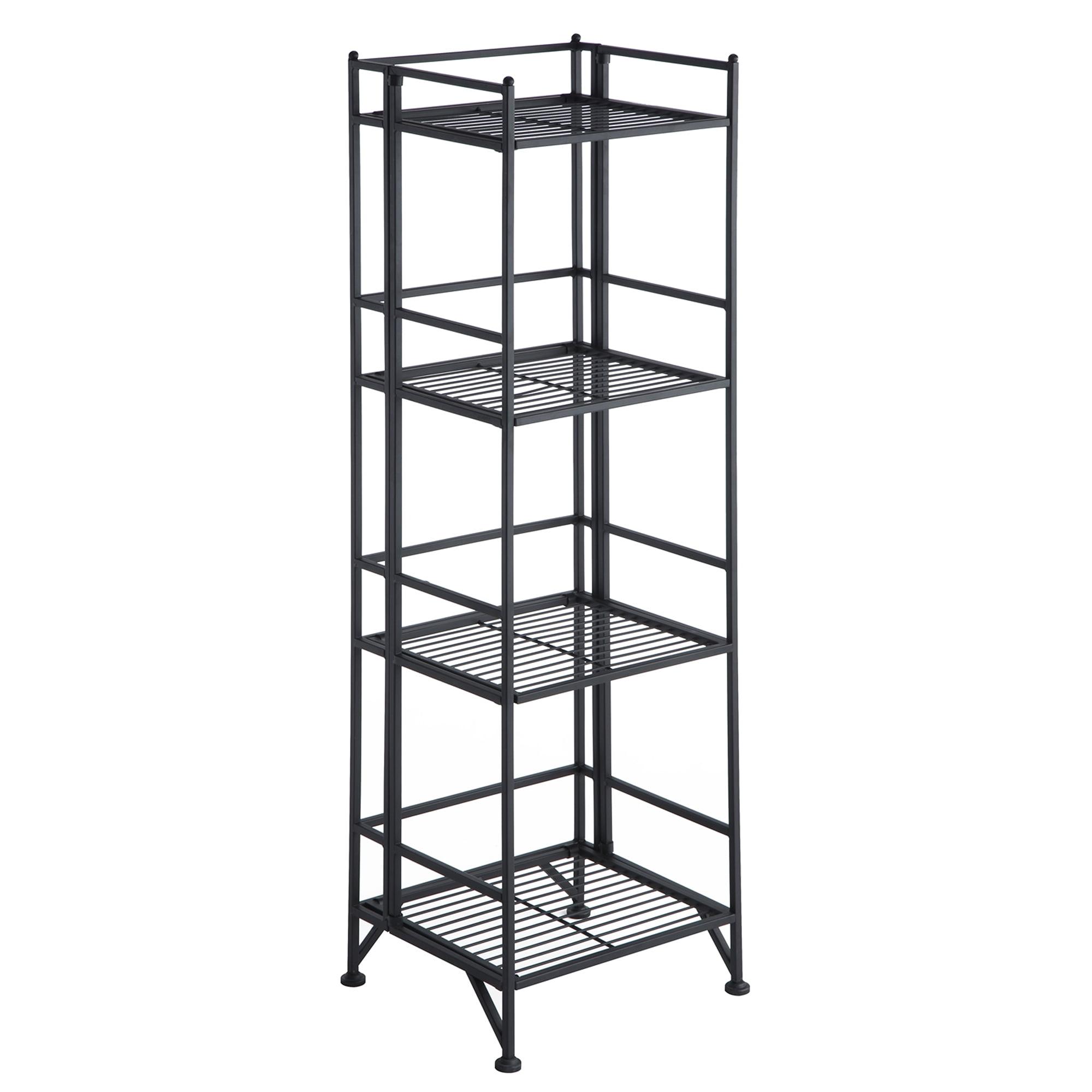 Svelte 13''x45'' Adjustable Black Wire 4-Shelf Bookcase