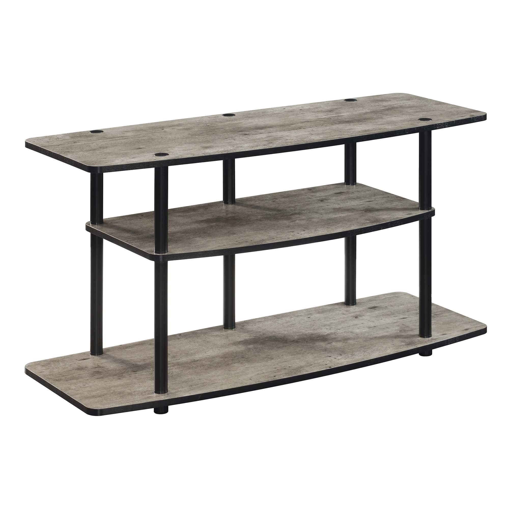 Modern Faux Birch and Black 3-Tier Wide TV Stand