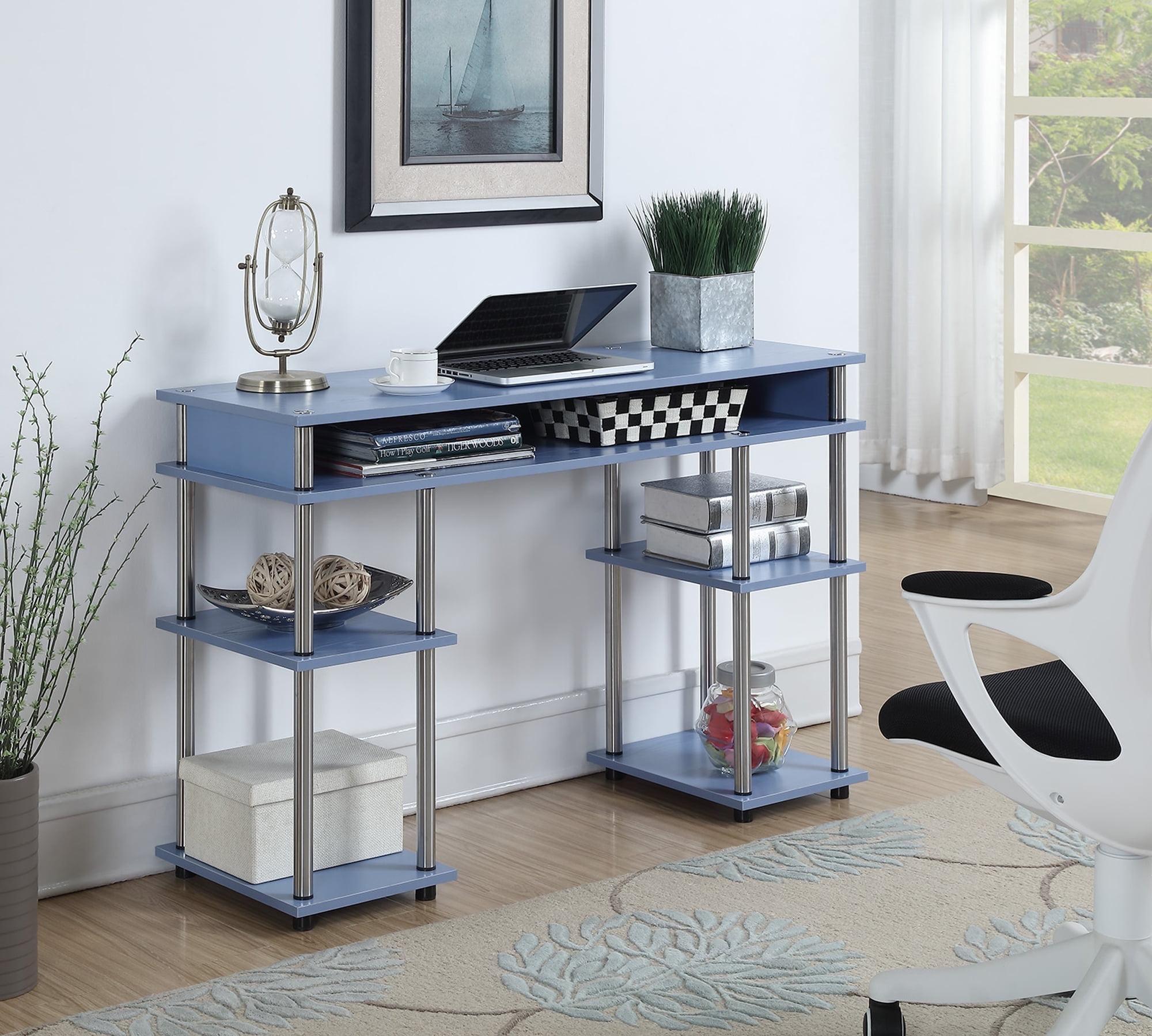 Blue Wood Desk with Drawer and Keyboard Tray, 48 in