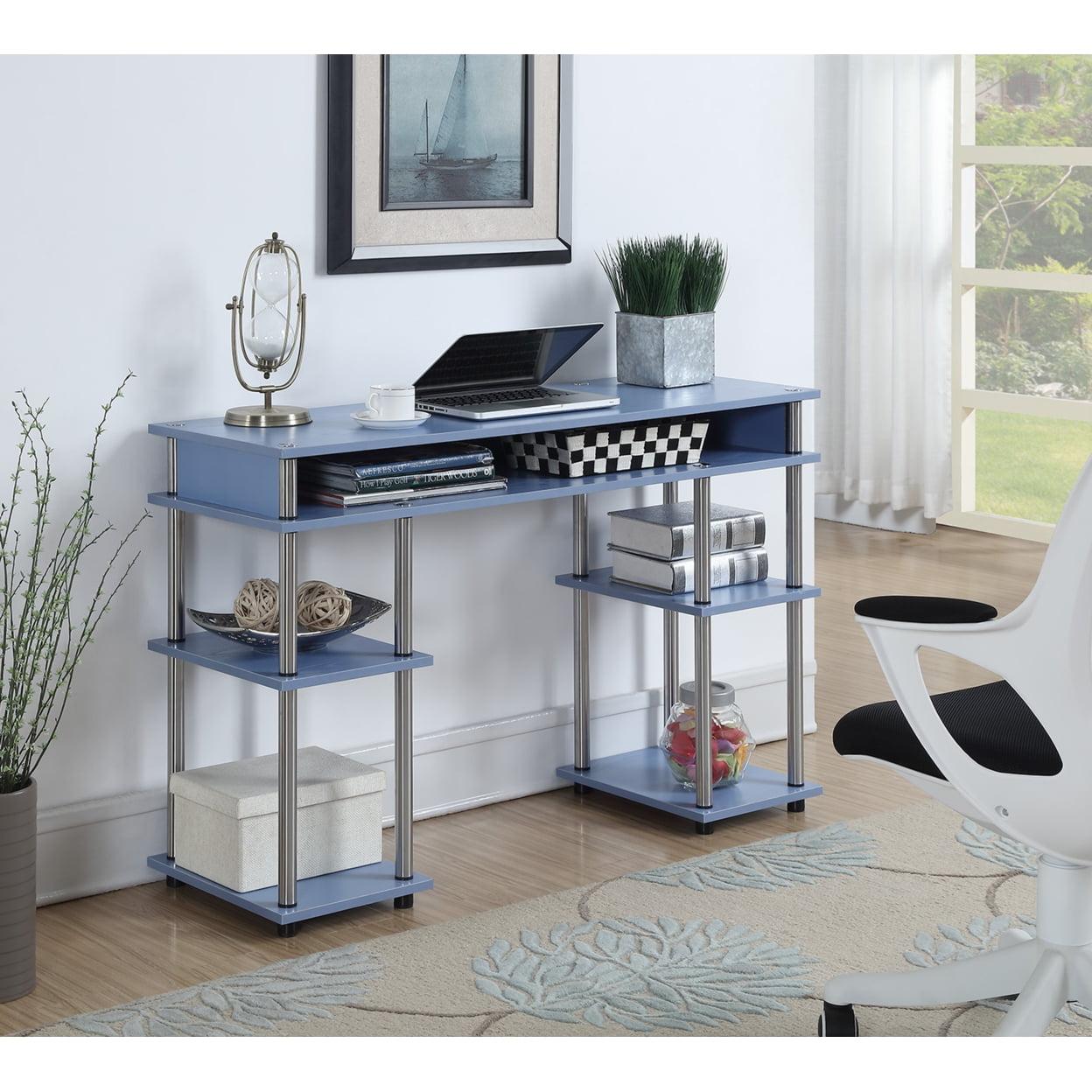 Blue Wood Desk with Drawer and Keyboard Tray, 48 in