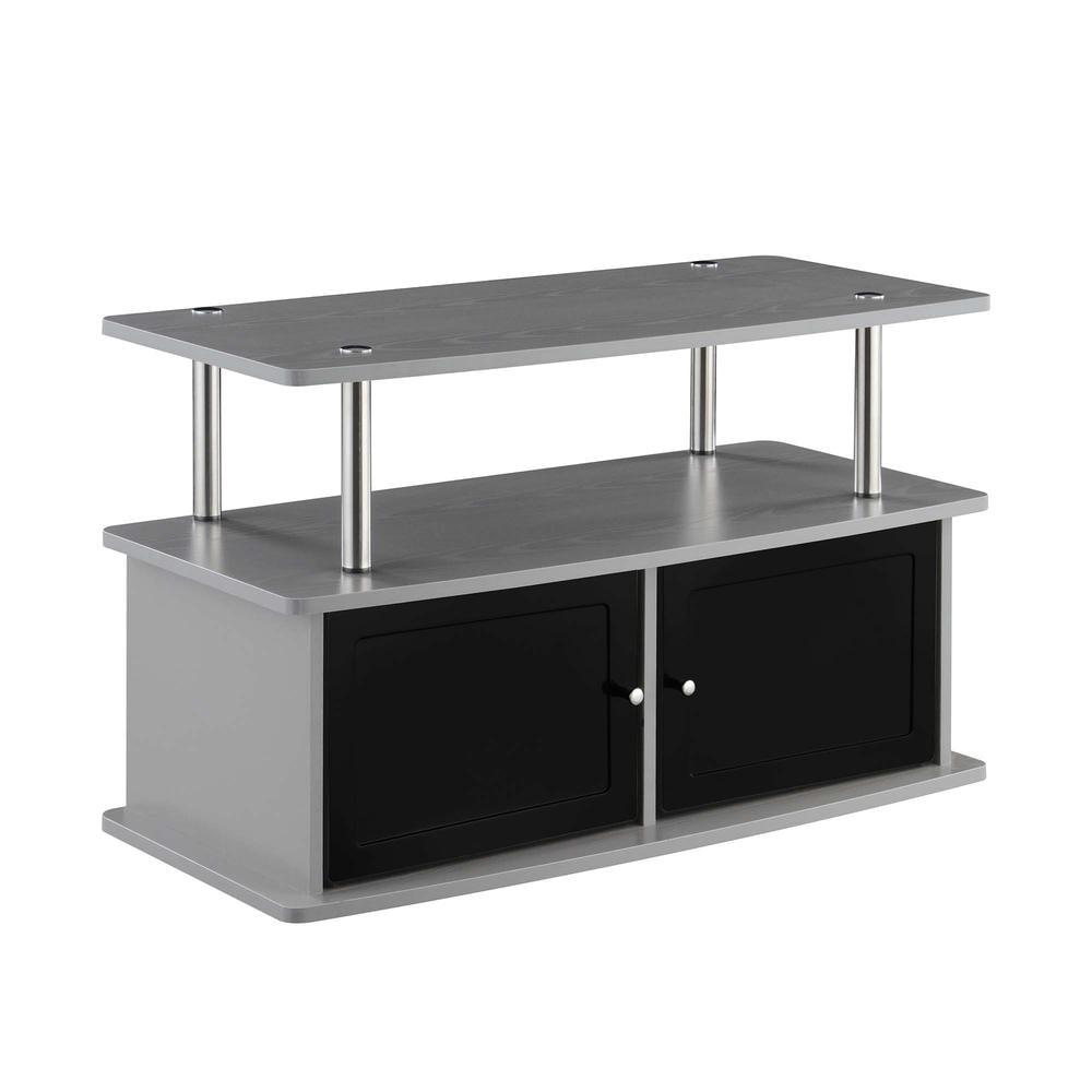 Convenience Concepts Designs2Go TV Stand with 2 Storage Cabinets and Shelf for TVs up to 40", Gray