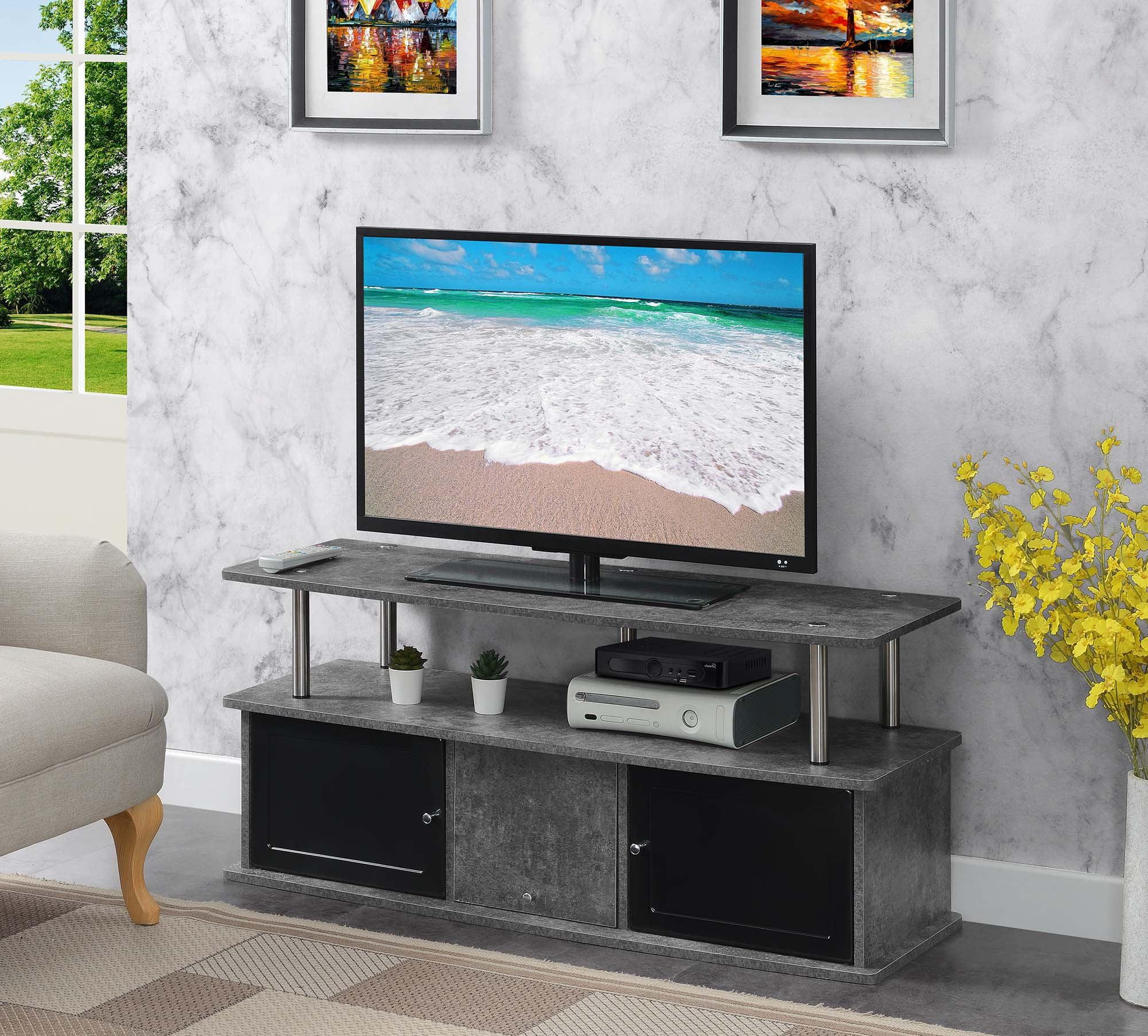Modern Cement Gray TV Stand with Storage Cabinets 48"