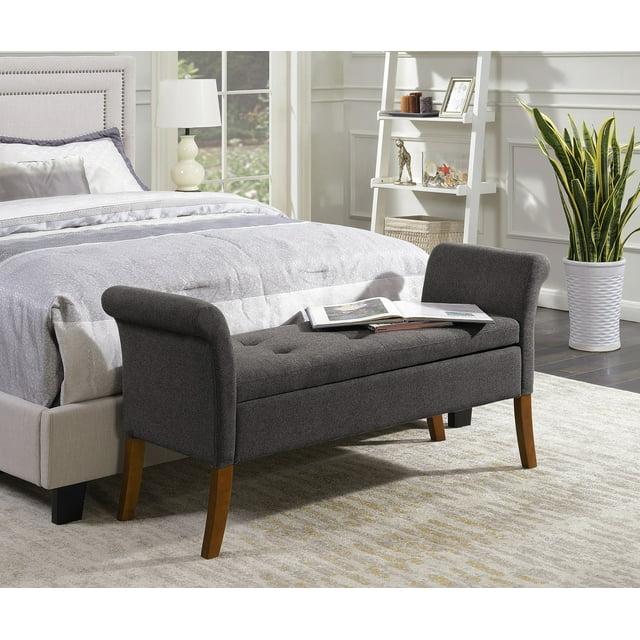 Convenience Concepts Designs4Comfort Garbo Storage Bench Ottoman, Soft Gray Fabric