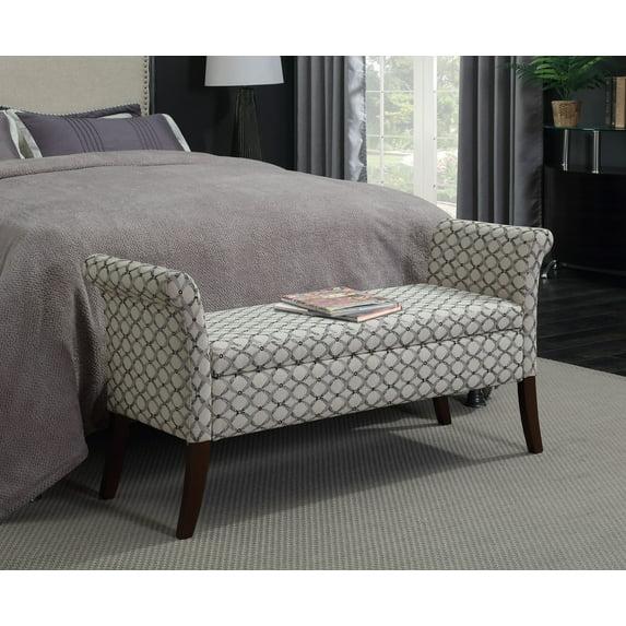 Designs4Comfort Garbo Storage Bench Ottoman  Ribbon Pattern Fabric