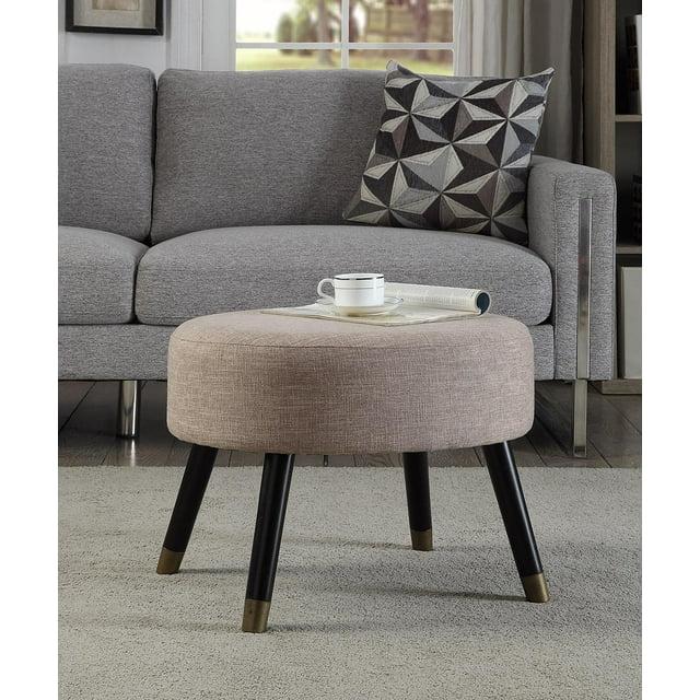 Convenience Concepts Designs4Comfort Mid Century Ottoman Stool, Tan Linen