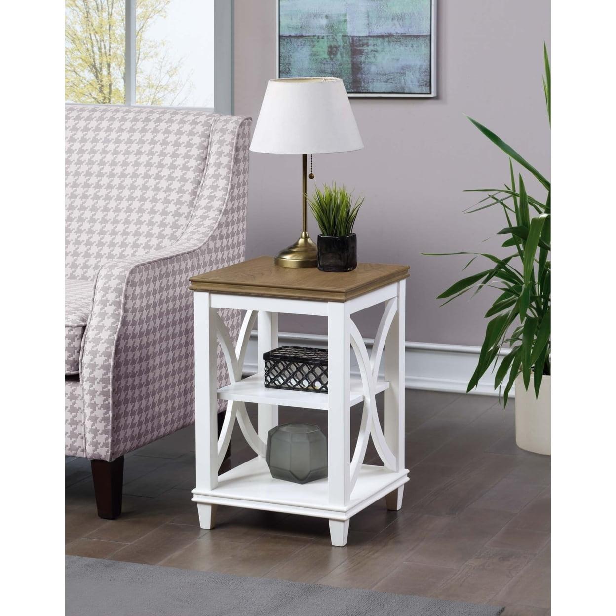 Convenience Concepts Florence End Table in White and Brown Wood Finish