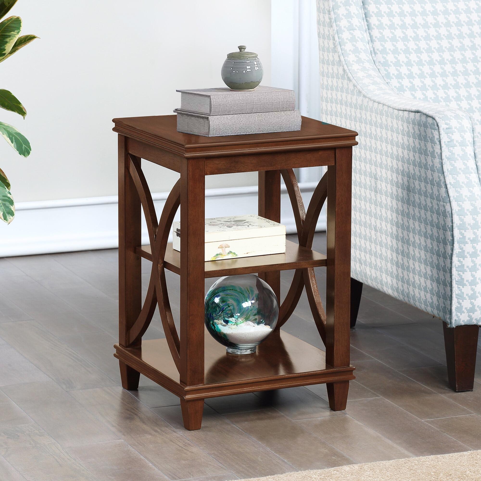 Espresso Oak Veneer 24" Transitional End Table with Shelves