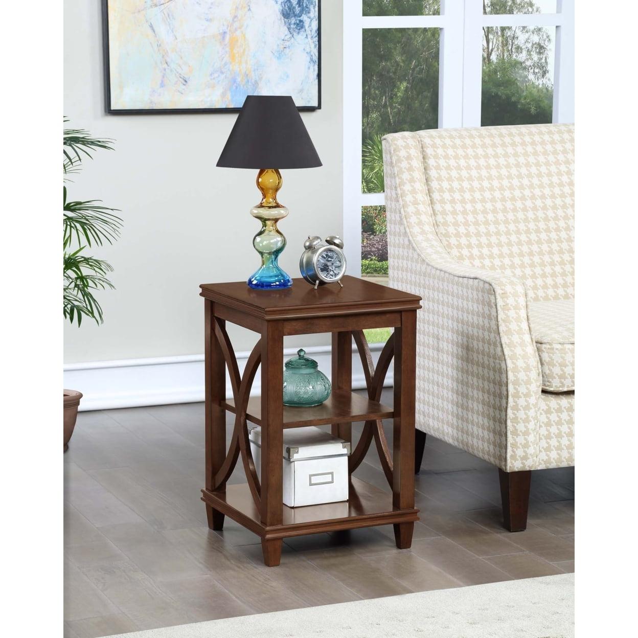 Espresso Oak Veneer 24" Transitional End Table with Shelves